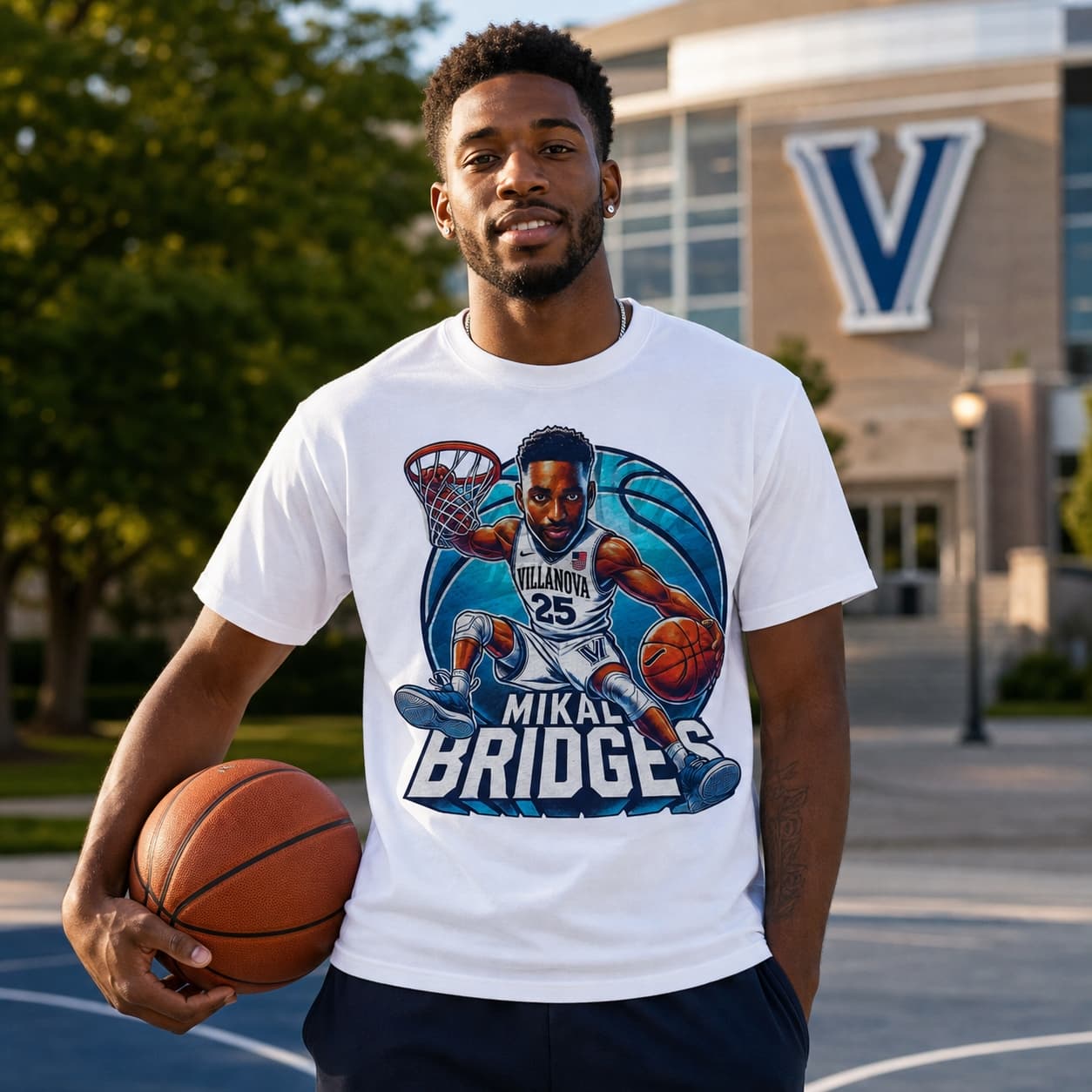 Villanova Wildcats Mikal Bridges Exclusive Retro March Madness Basketball Shirt