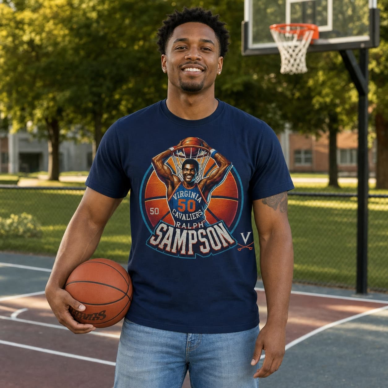 Virginia Cavaliers Ralph Sampson Exclusive Retro March Madness Basketball Shirt