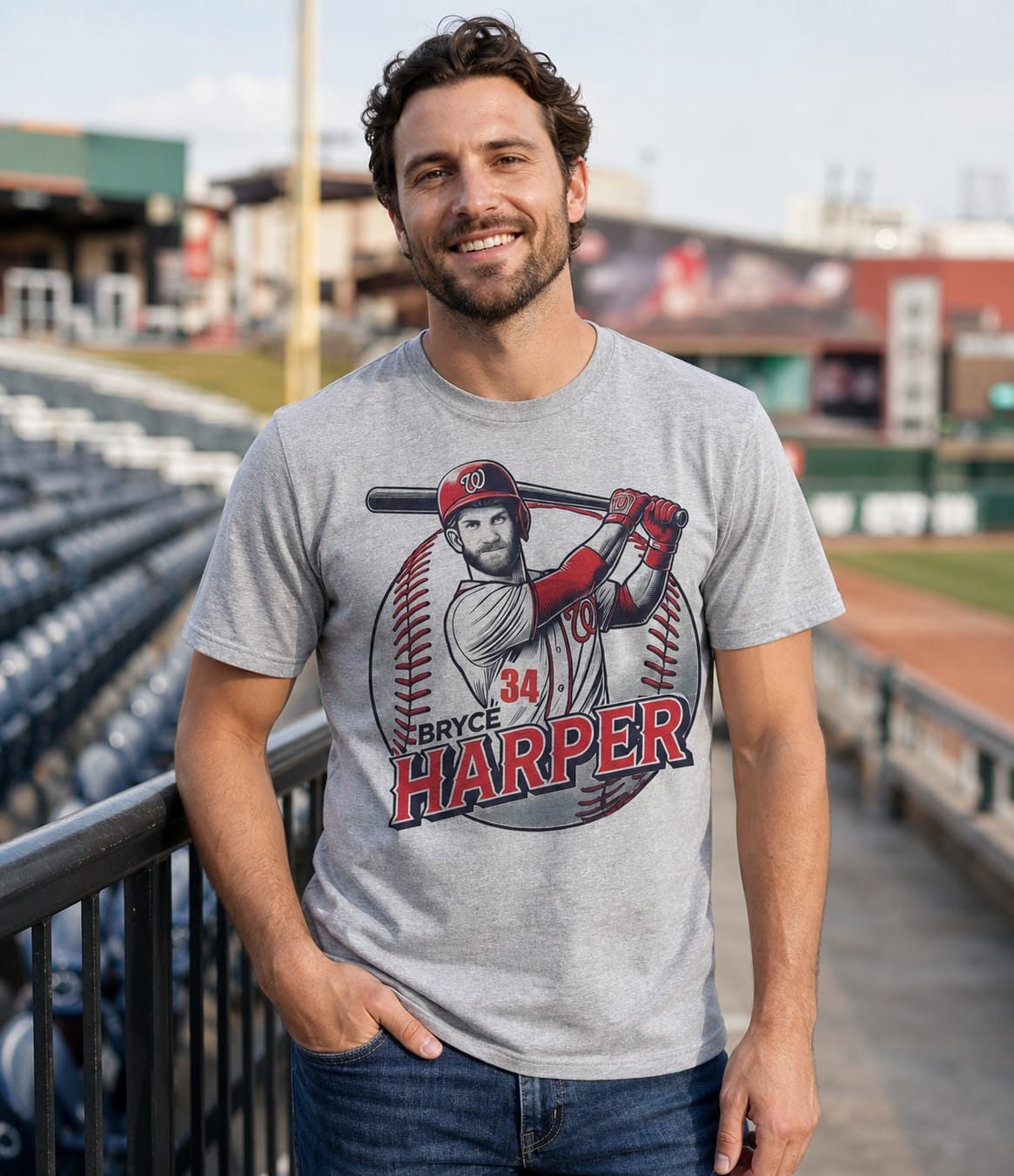 Washington Nationals Bryce Harper Exclusive Retro Baseball Artwork Shirt