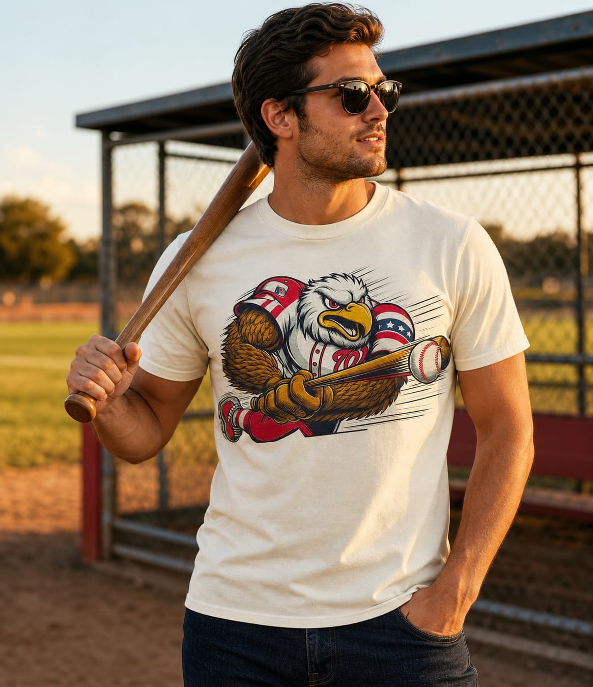 Washington Nationals Retro Baseball Mascot 1995 Artwork Shirt