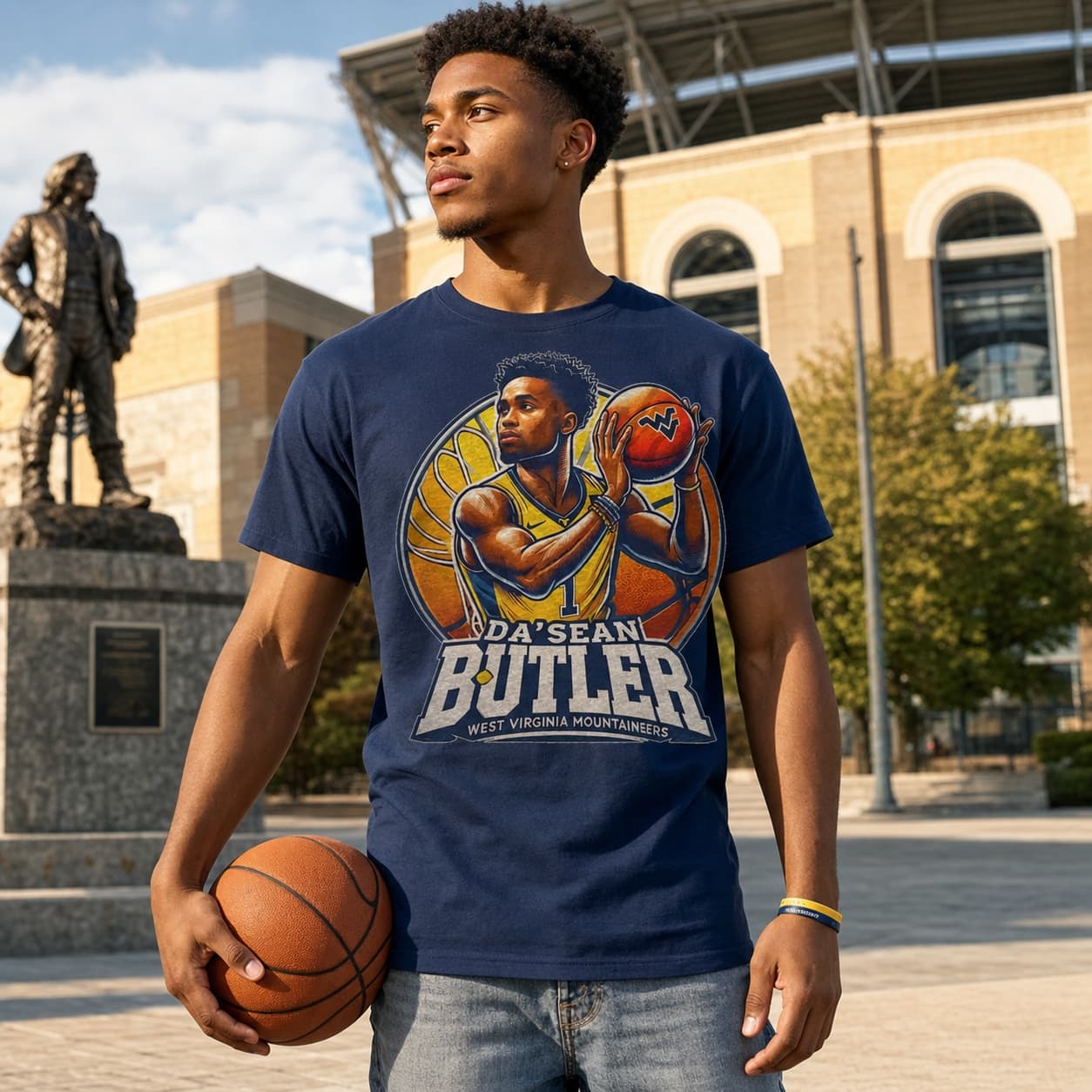 West Virginia Mountaineers Da’Sean Butler Exclusive Retro March Madness Basketball Shirt