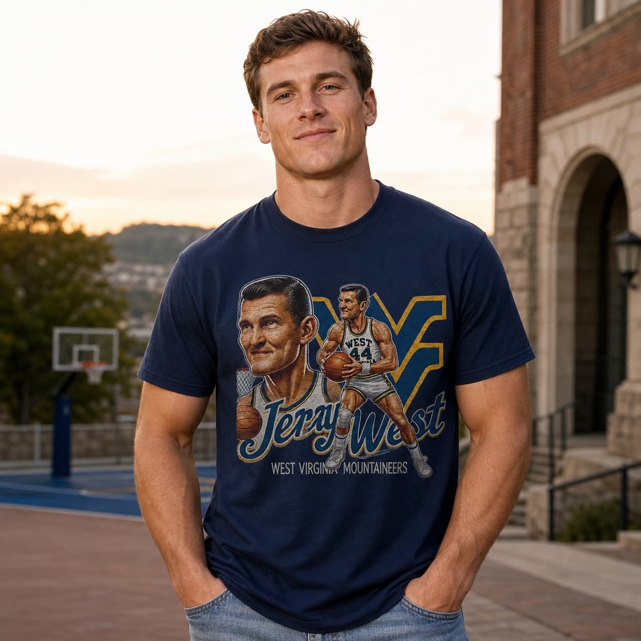 West Virginia Mountaineers Jerry West Exclusive Retro Basketball 1959 Shirt