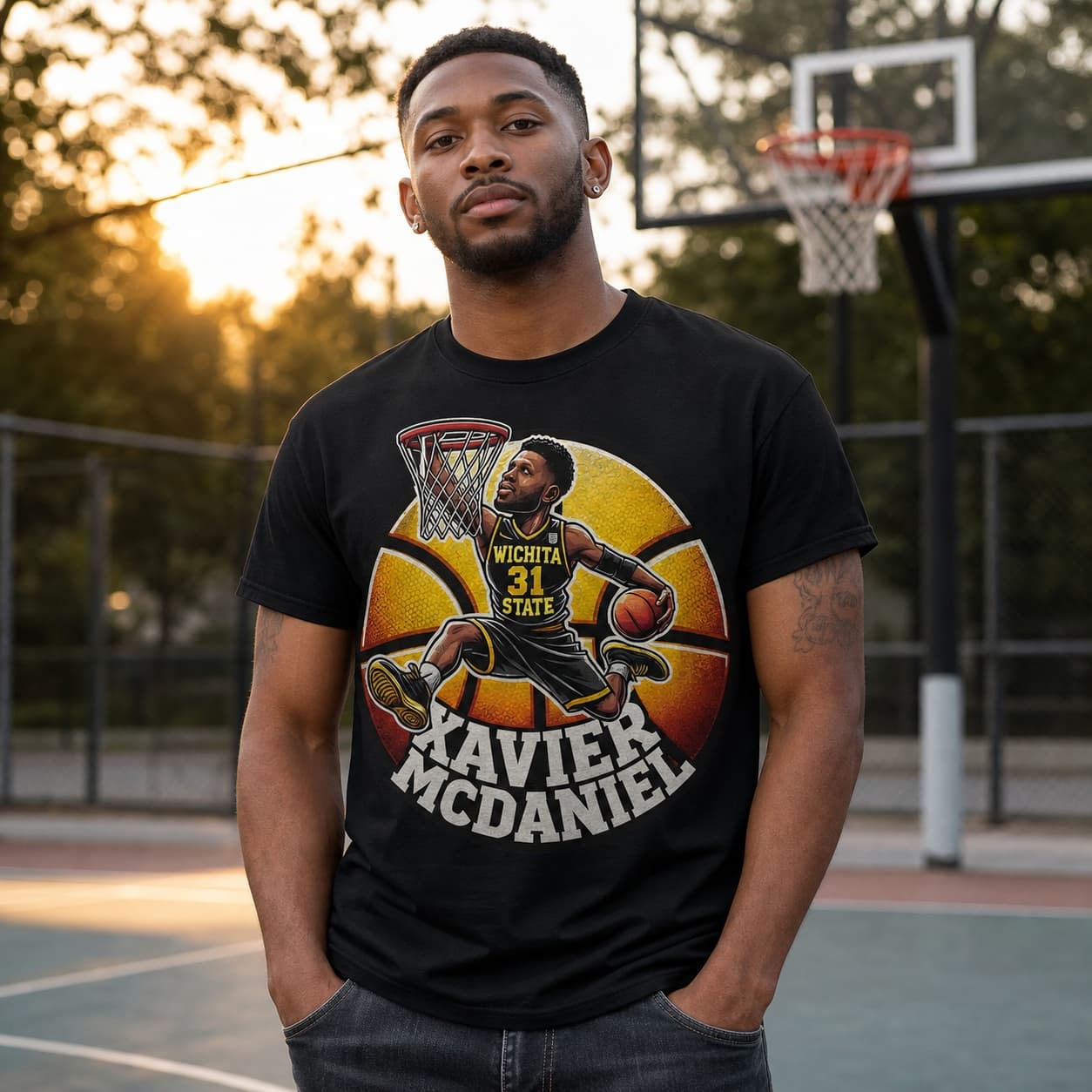 Wichita State Shockers Xavier McDaniel Exclusive Retro March Madness Basketball Shirt