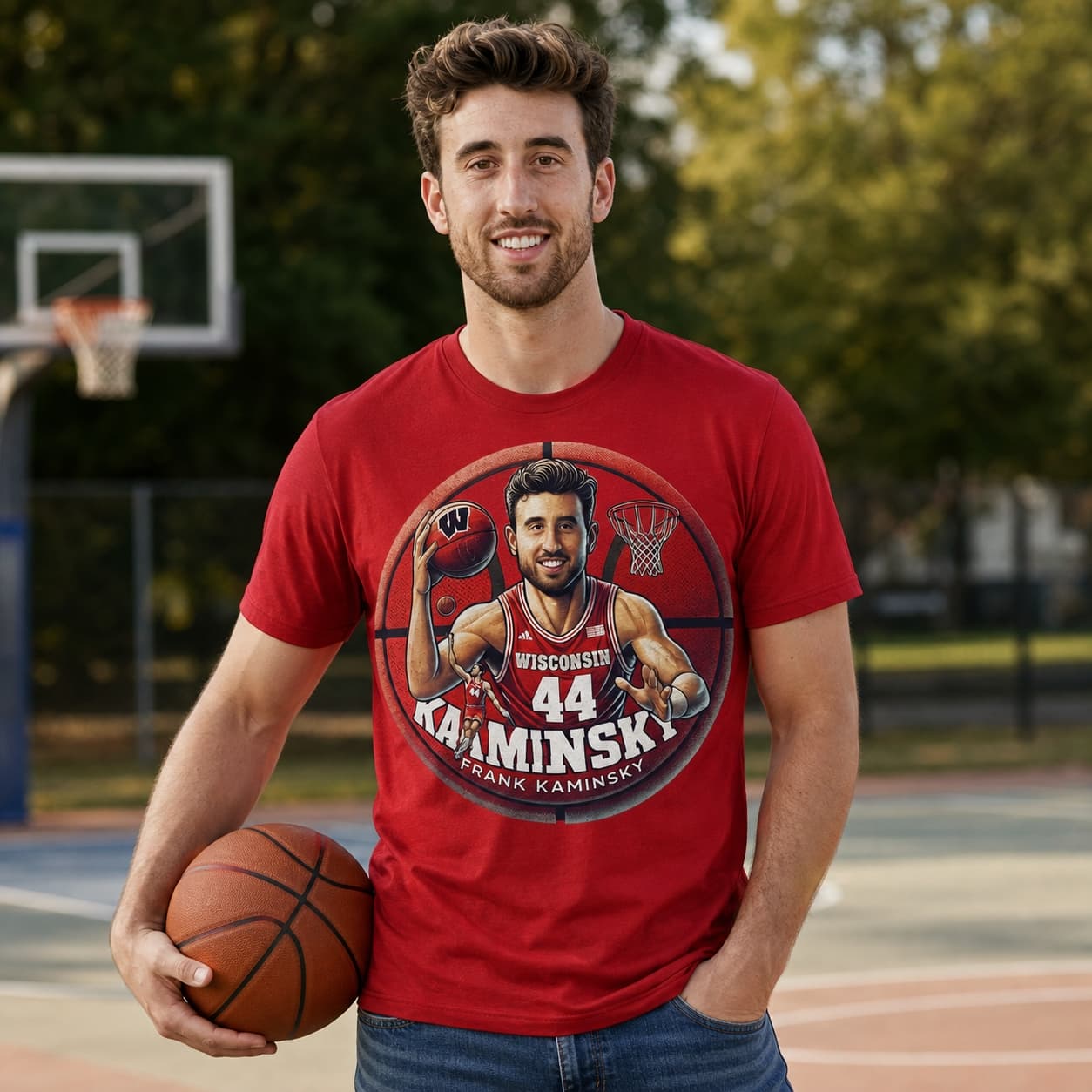 Wisconsin Badgers Frank Kaminsky Exclusive Retro March Madness Basketball Shirt
