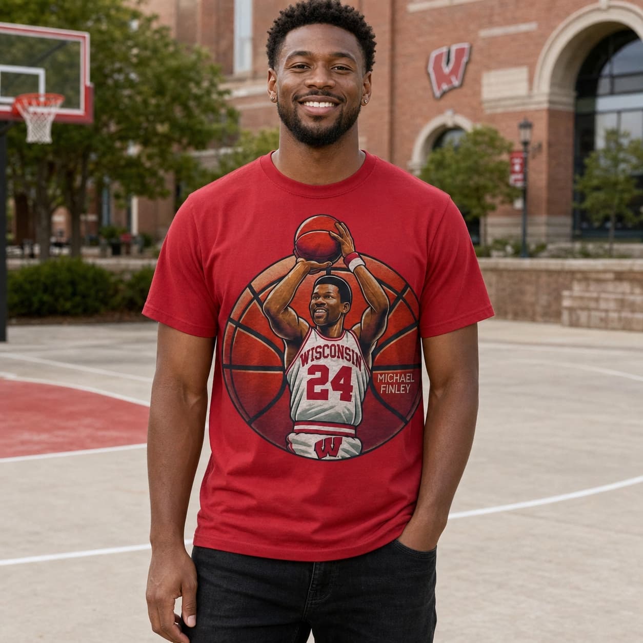 Wisconsin Badgers Michael Finley Exclusive Retro March Madness Basketball Shirt