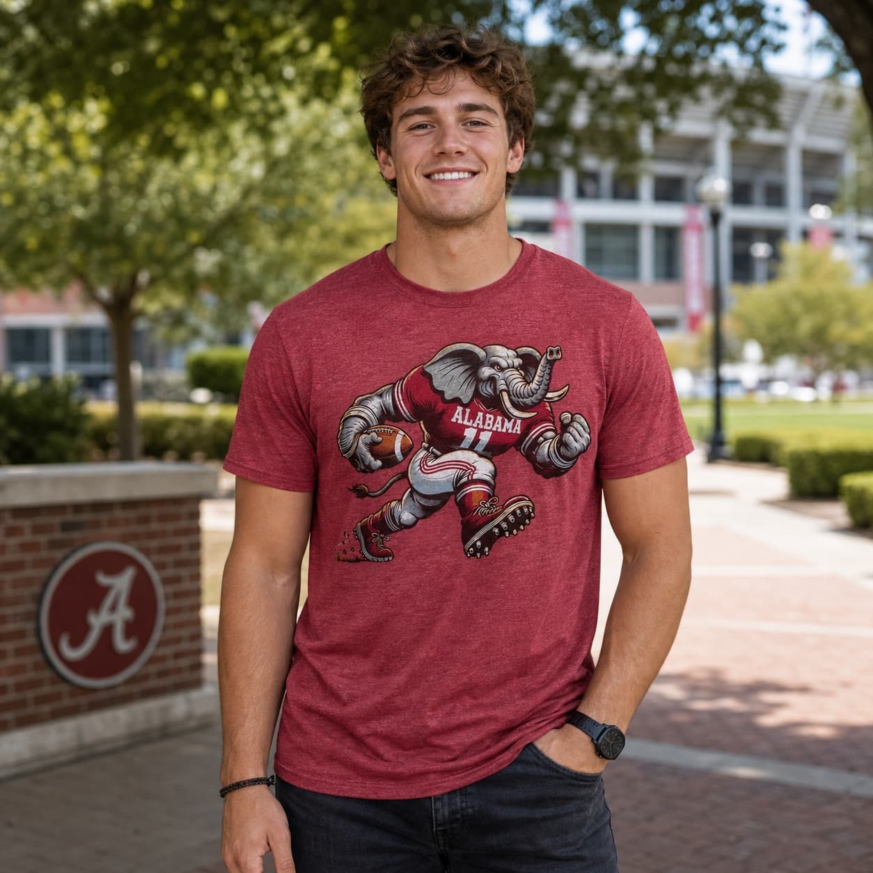 Alabama Crimson Tide Exclusive Retro Football Big Al Artwork T-Shirt