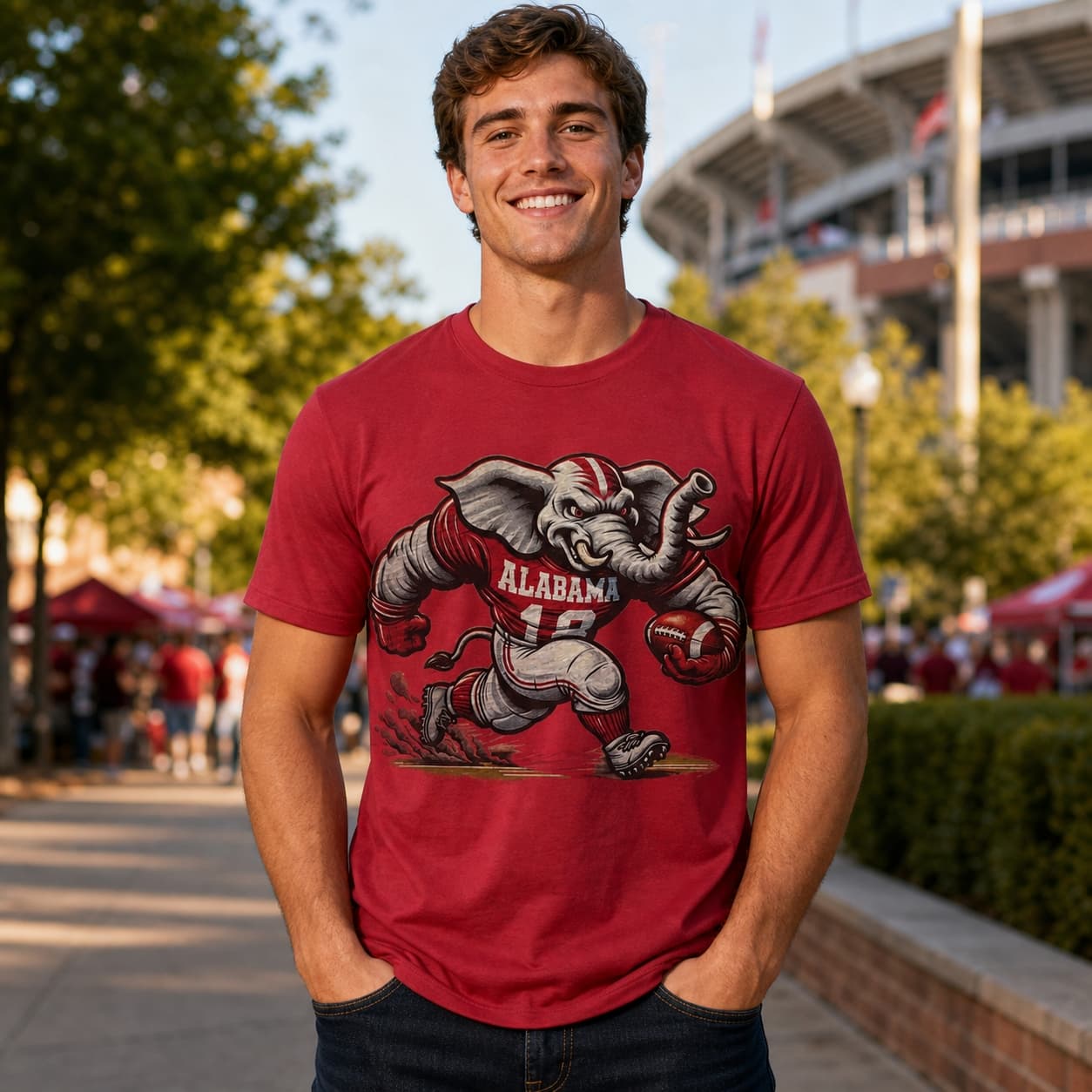 Alabama Crimson Tide Exclusive Retro Football Roll Tide Artwork Heather T-Shirt