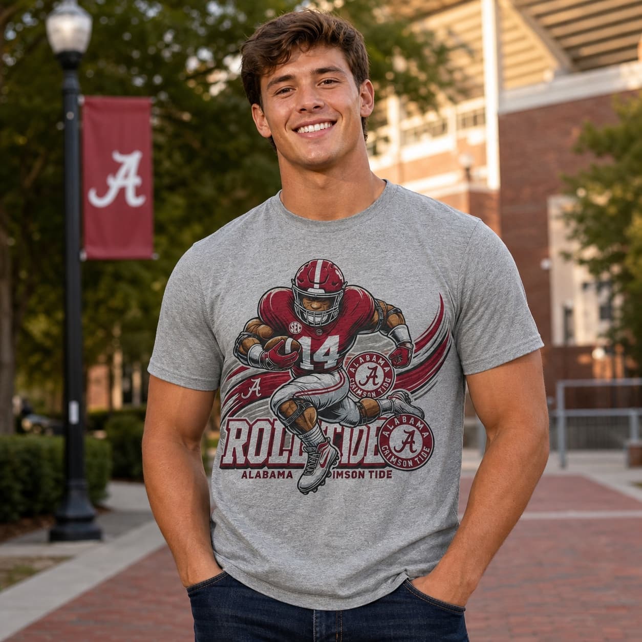 Alabama Crimson Tide Exclusive Retro Football Roll Tide Artwork T-Shirt