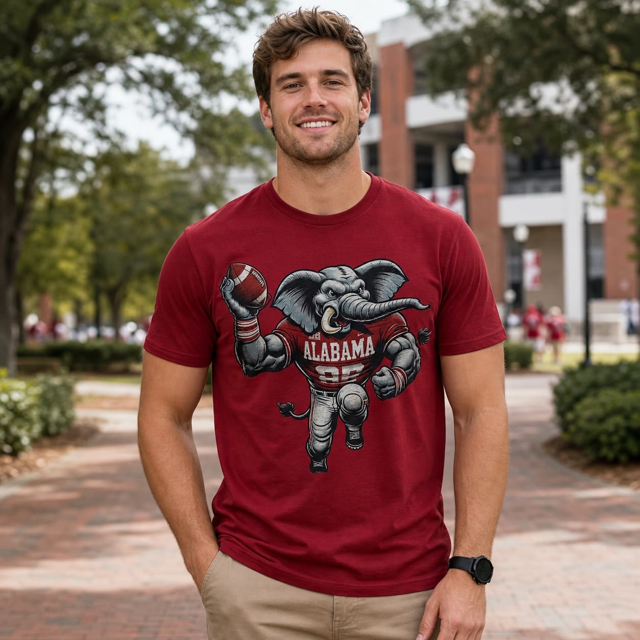 Alabama Crimson Tide Exclusive Retro Mascot Football Artwork T-Shirt