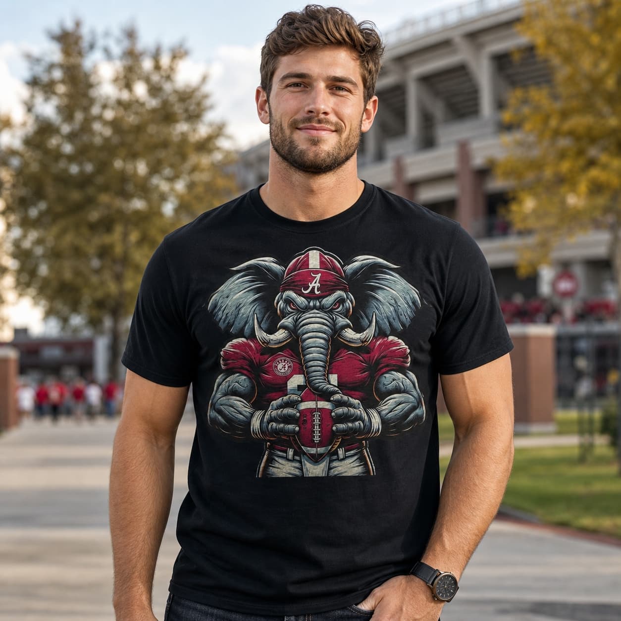 Alabama Crimson Tide Exclusive Retro Strength Football Artwork T-Shirt Alabama Crimson Tide Exclusive Retro Strength Football Artwork T-Shirt