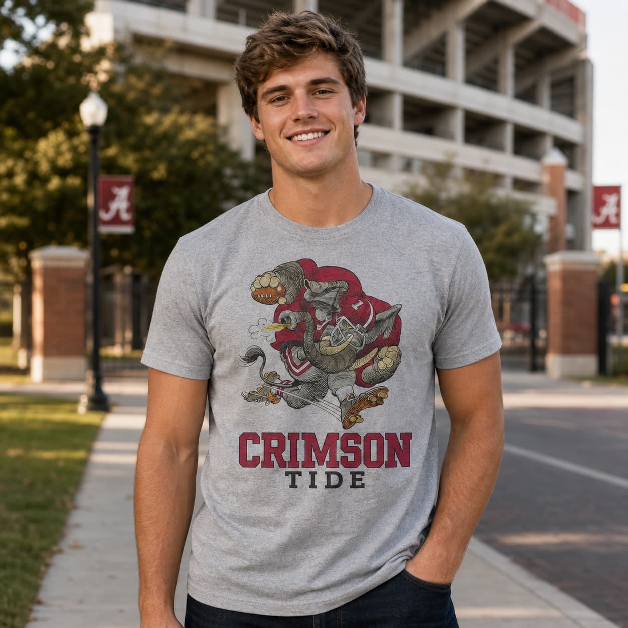 Alabama Crimson Tide Mascot Retro Football 1991 Artwork T-Shirt