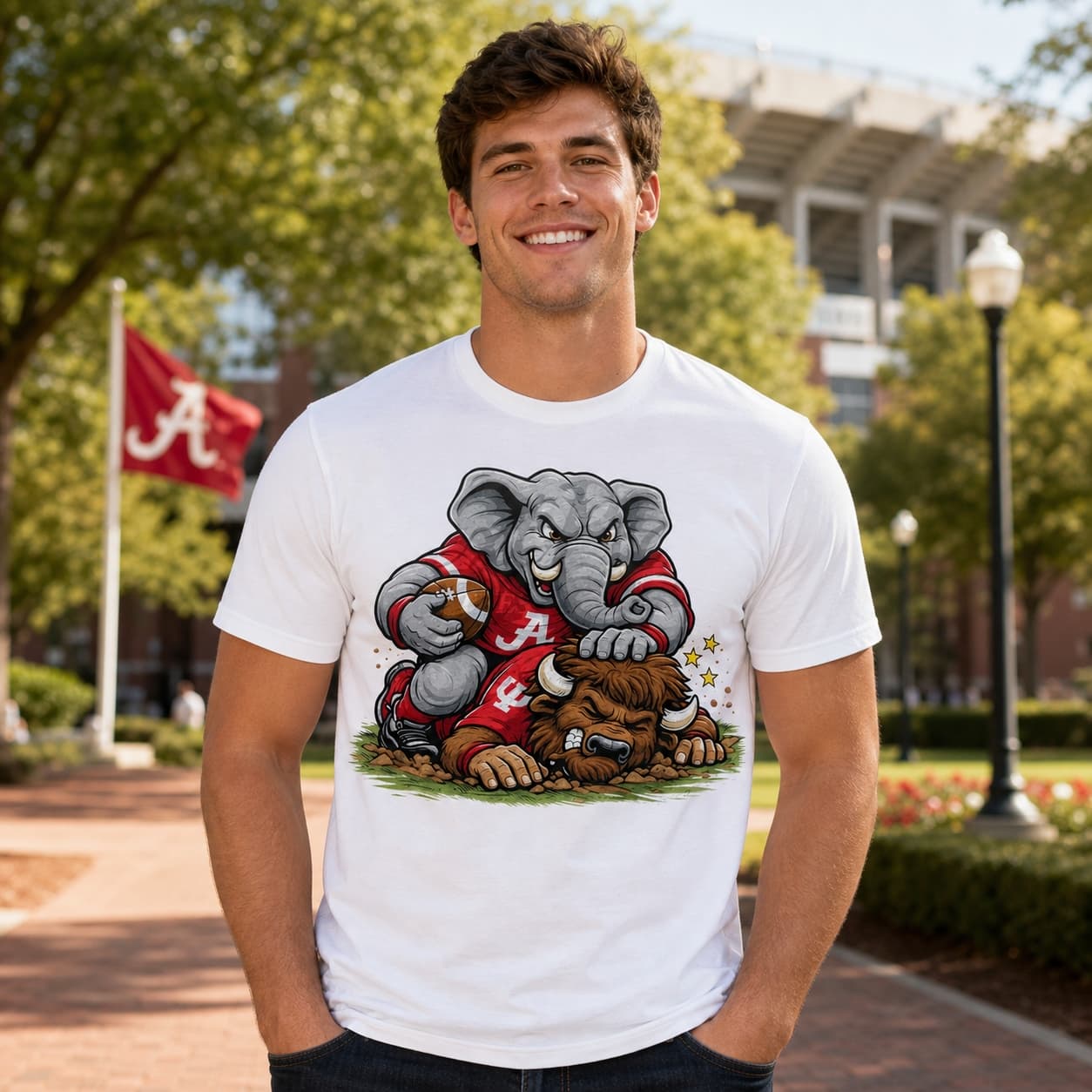 Alabama Crimson Tide vs. Indiana Hoosiers Playoffs Retro Rivalries Football Artwork T-Shirt