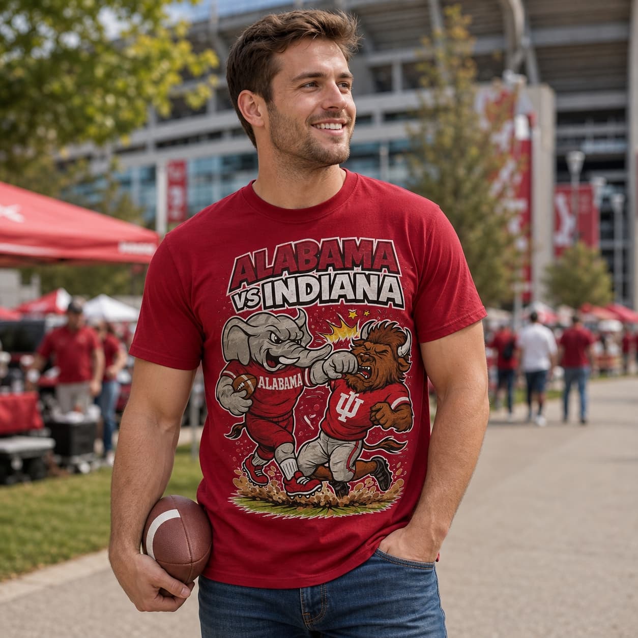 Alabama Crimson Tide vs. Indiana Hoosiers Retro Rivalries Football Artwork T-Shirt