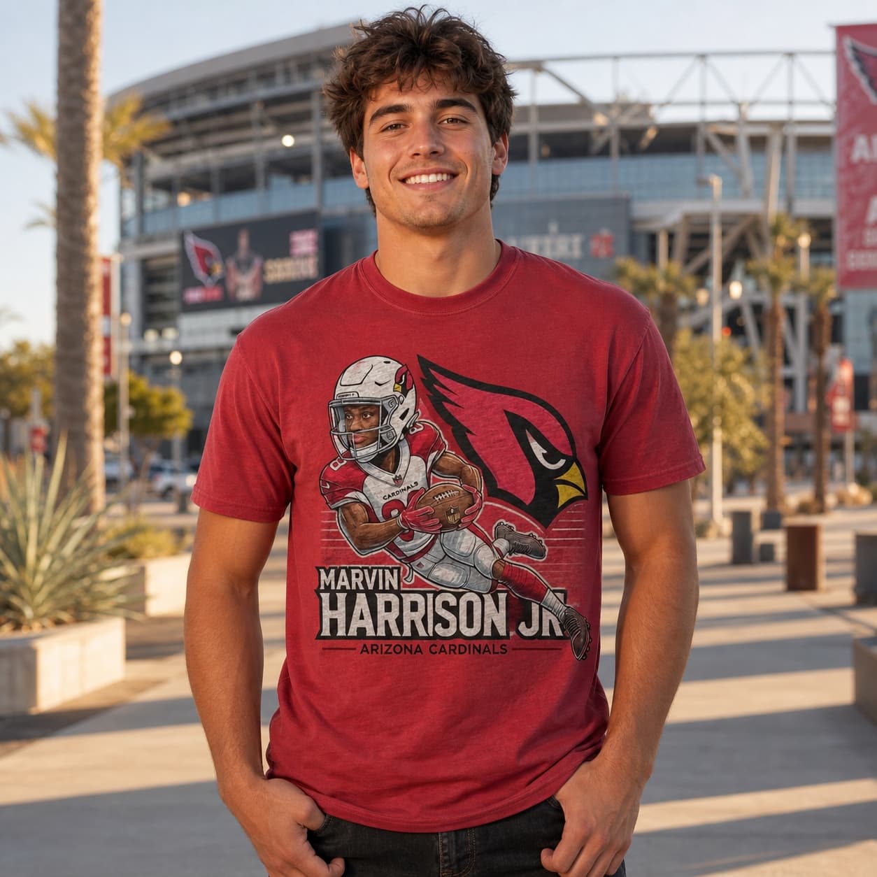 Arizona Cardinals Marvin Harrison Jr. Exclusive Retro Football Artwork Shirt