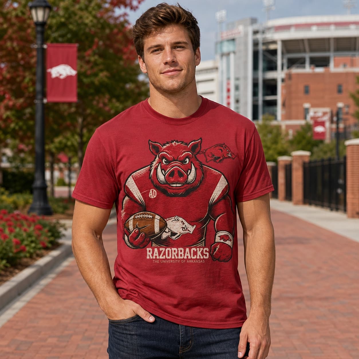 Arkansas Razorbacks Exclusive Retro Football Artwork Shirt