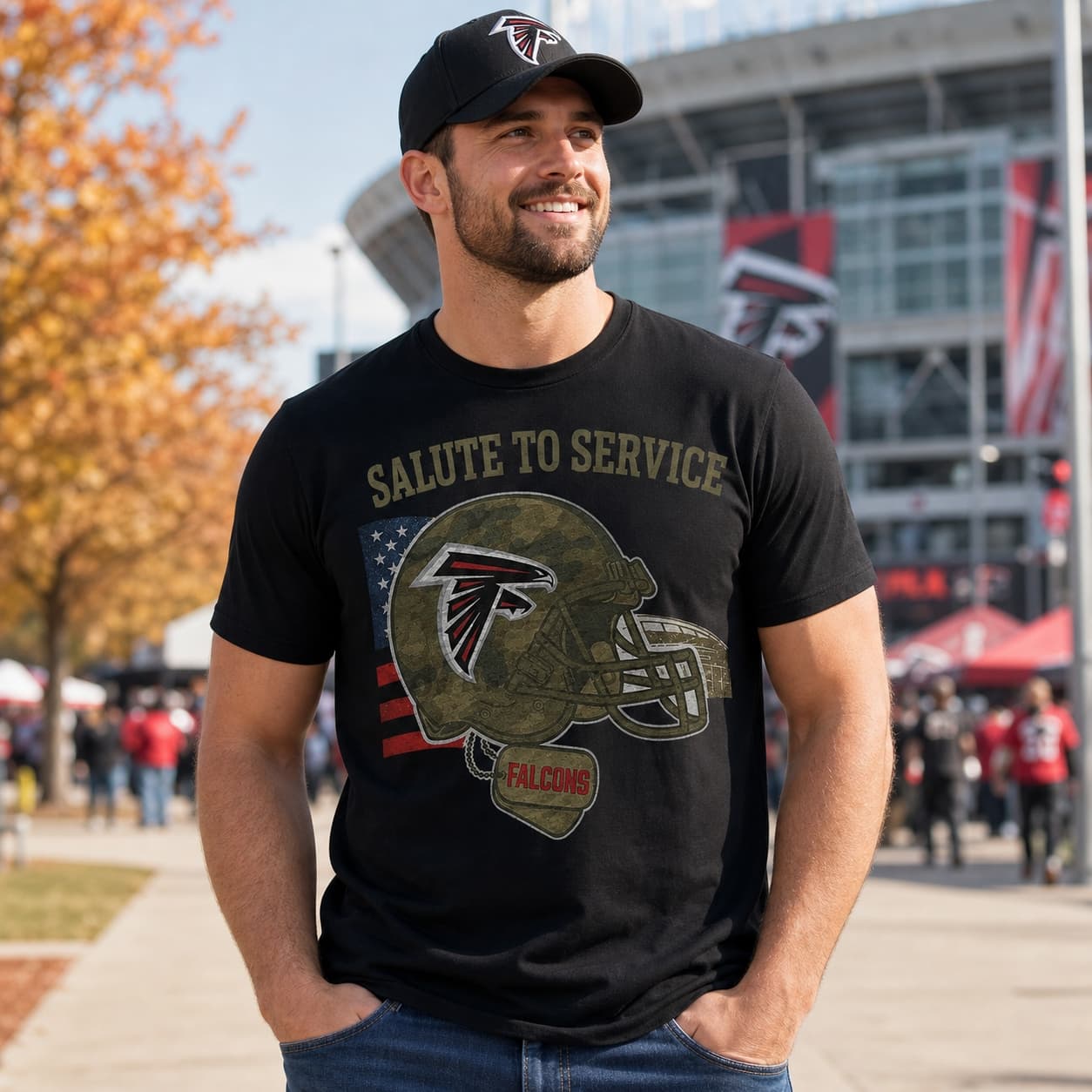 Atlanta Falcons Exclusive Retro Football Service Salute Artwork Shirt