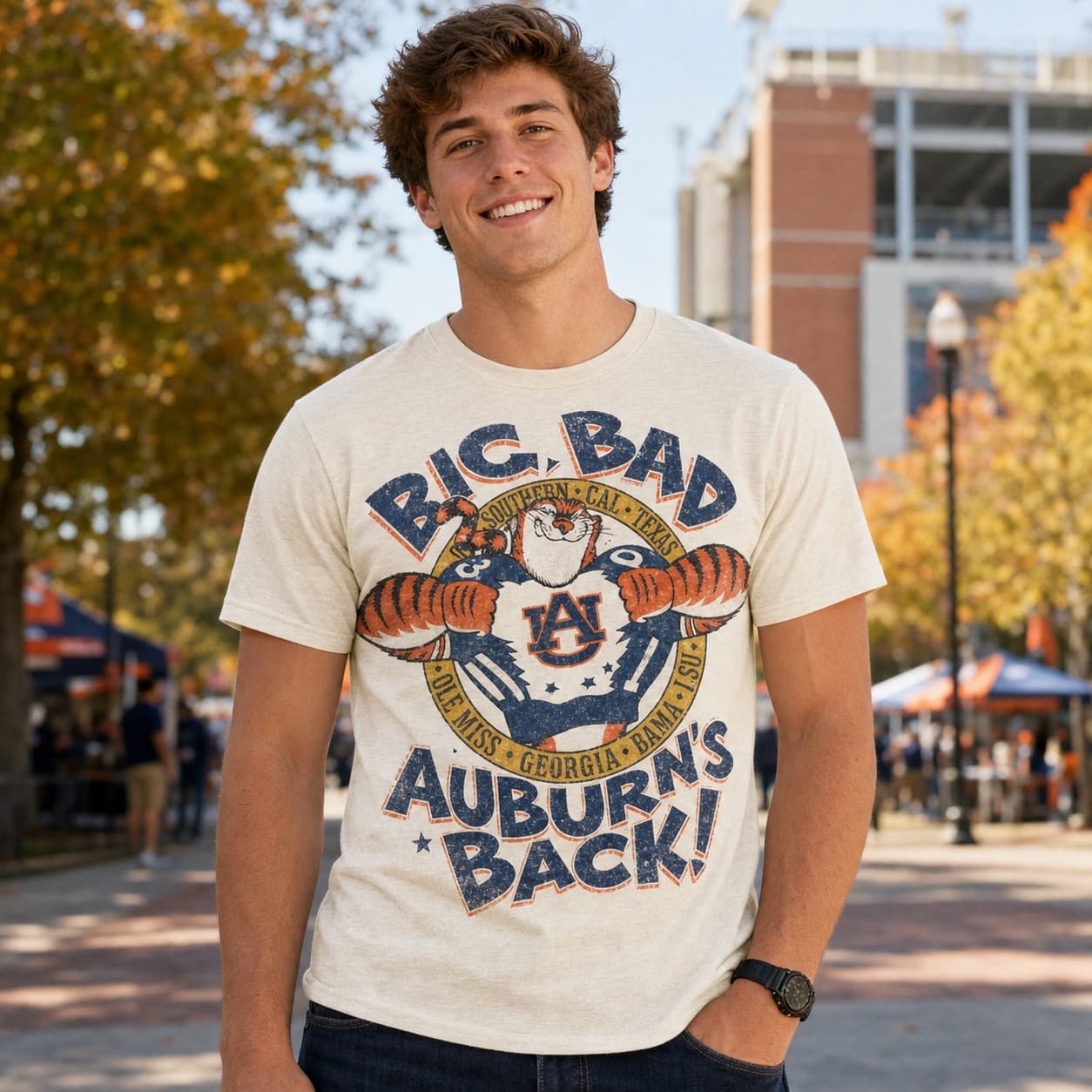 Auburn Tigers Big Bad & Back Retro Football 1993 Artwork Shirt