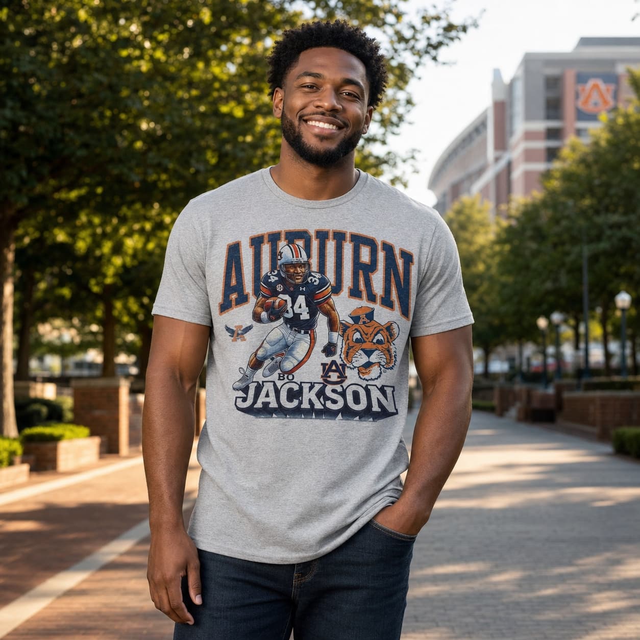 Auburn Tigers Bo Jackson Exclusive Retro Football 1985 Artwork Shirt
