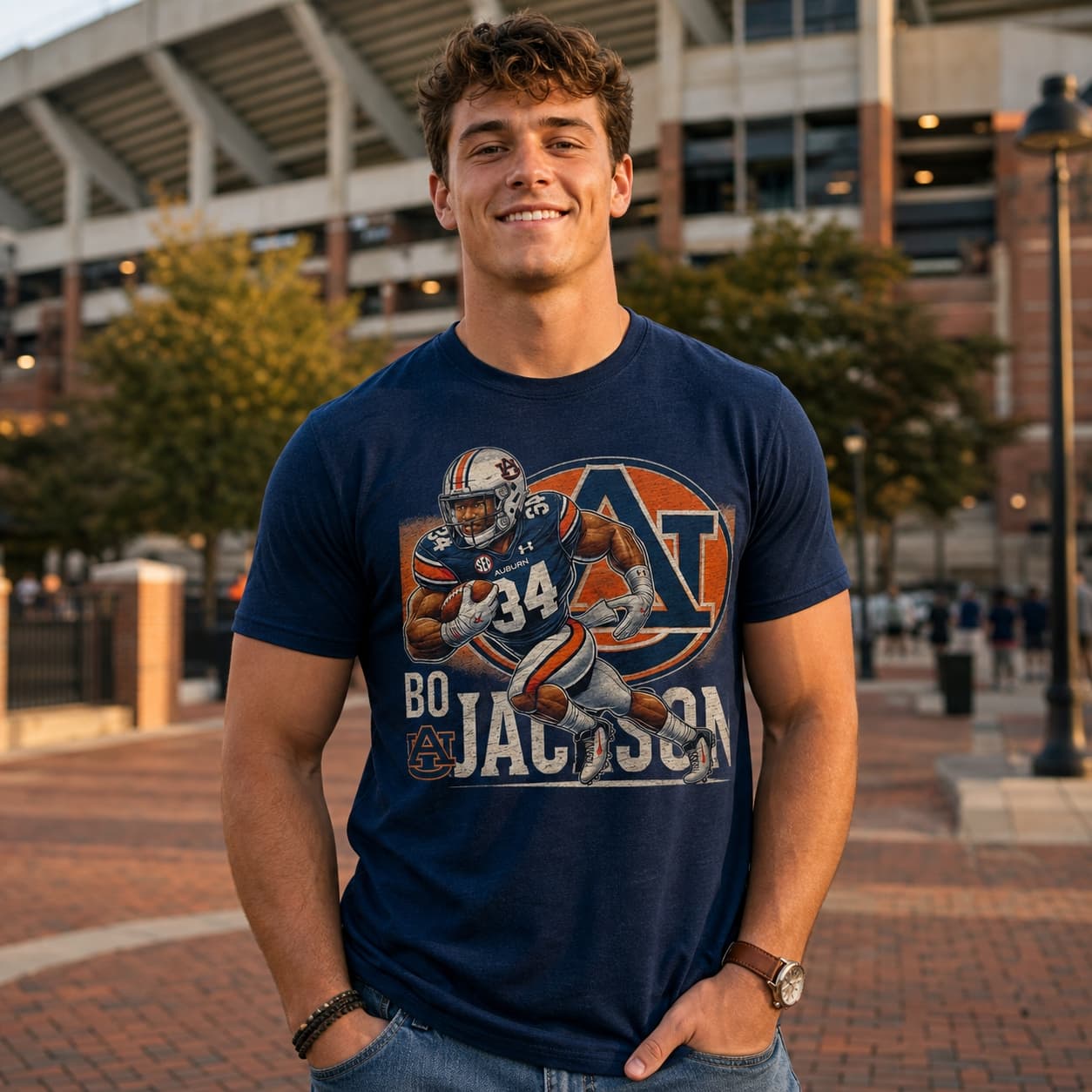 Auburn Tigers Bo Jackson Exclusive Retro Football 1986 Artwork Shirt