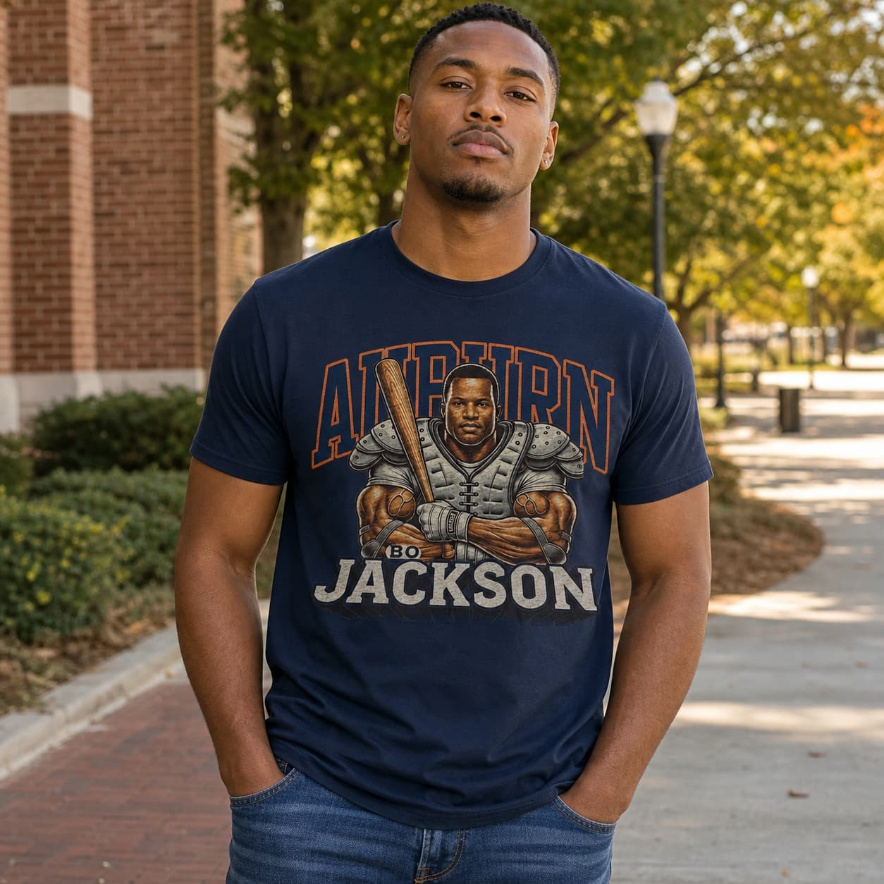 Auburn Tigers Bo Jackson Exclusive Retro Football 1987 Artwork Shirt