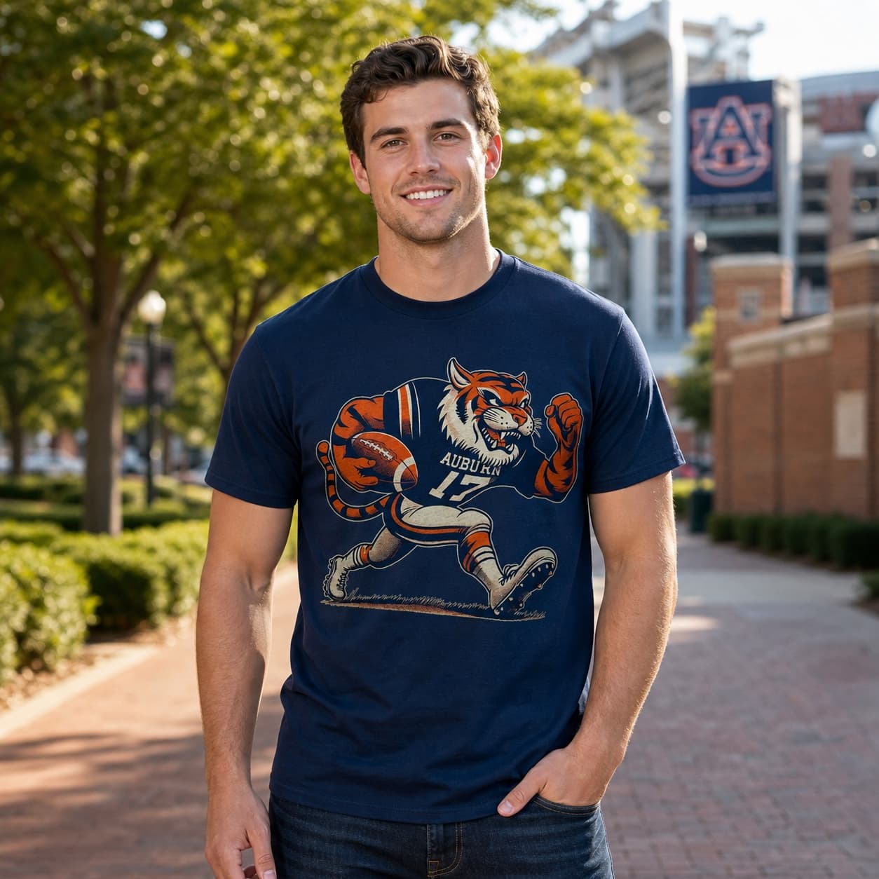 Auburn Tigers Classic Retro Football Mascot Artwork Shirt