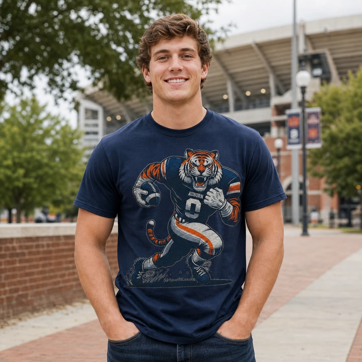 Auburn Tigers Exclusive Retro Football Mascot Mania Artwork Shirt