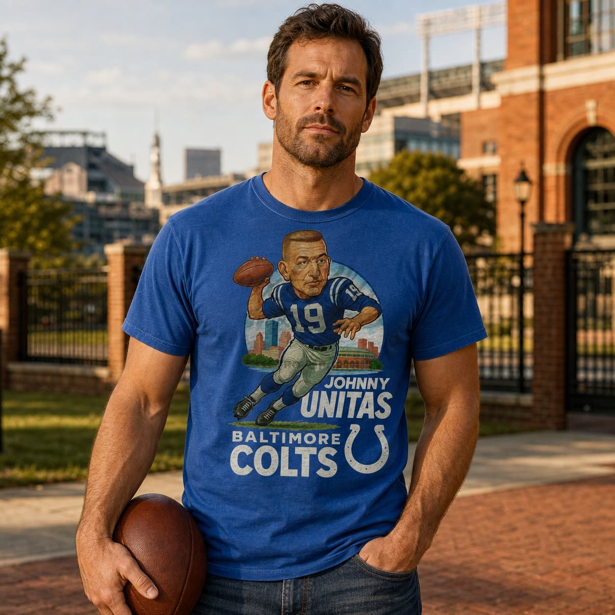 Baltimore Colts Johnny Unitas Exclusive Retro Football City Artwork Shirt