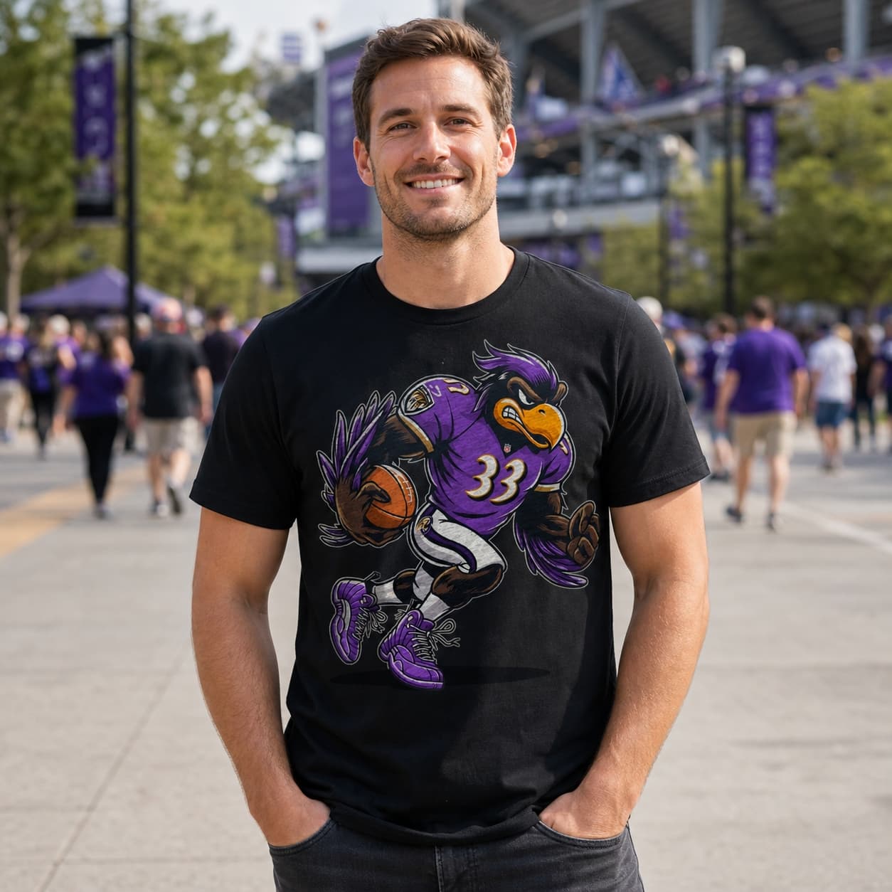 Baltimore Ravens Classic Retro Football Mascot Artwork Shirt
