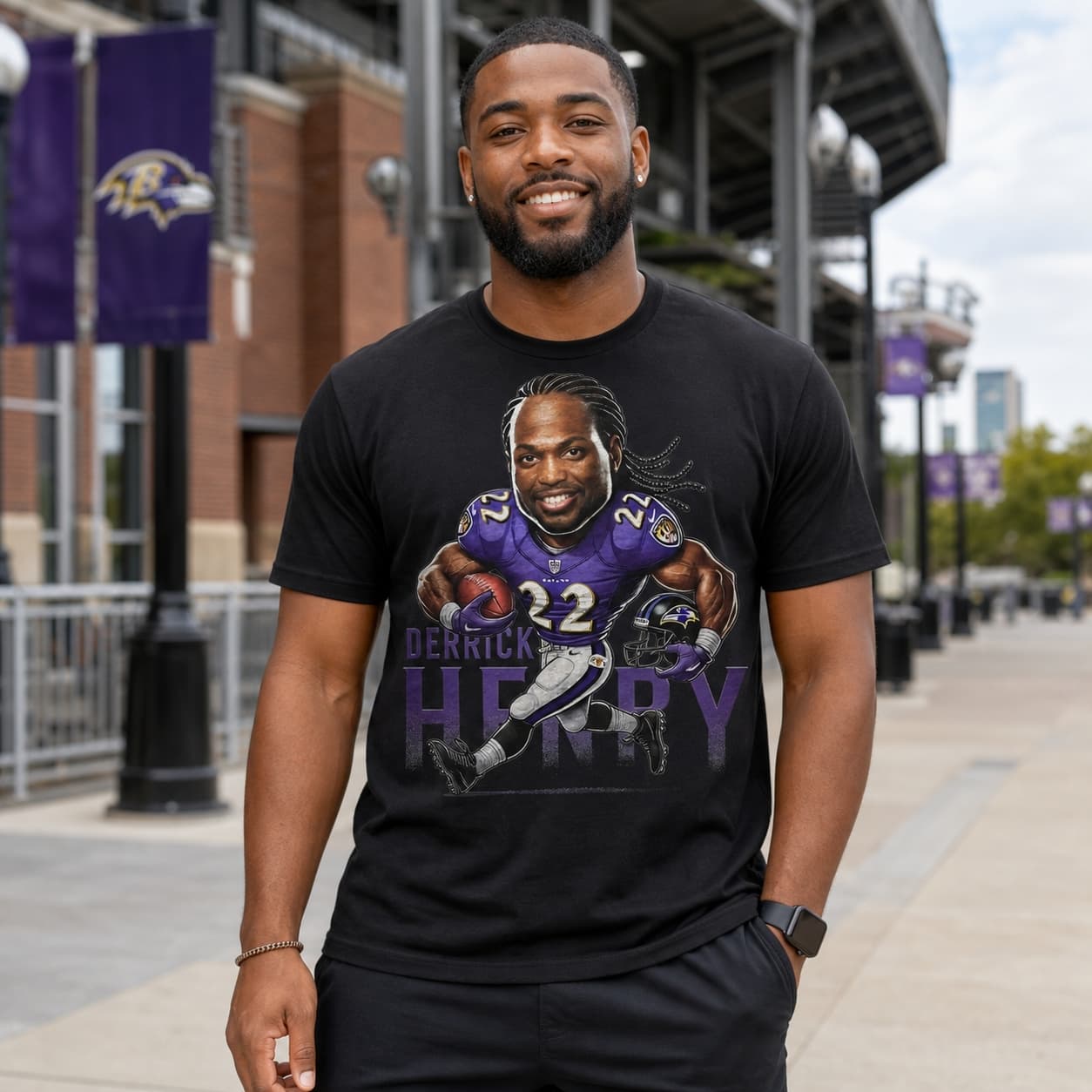 Baltimore Ravens Derrick Henry Exclusive Retro Football Artwork Shirt