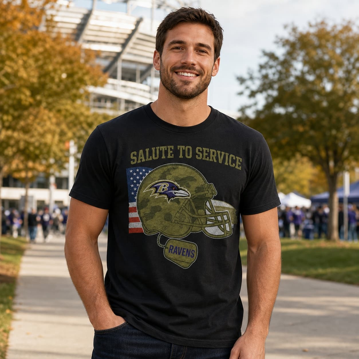 Baltimore Ravens Exclusive Retro Football Service Salute Artwork Shirt