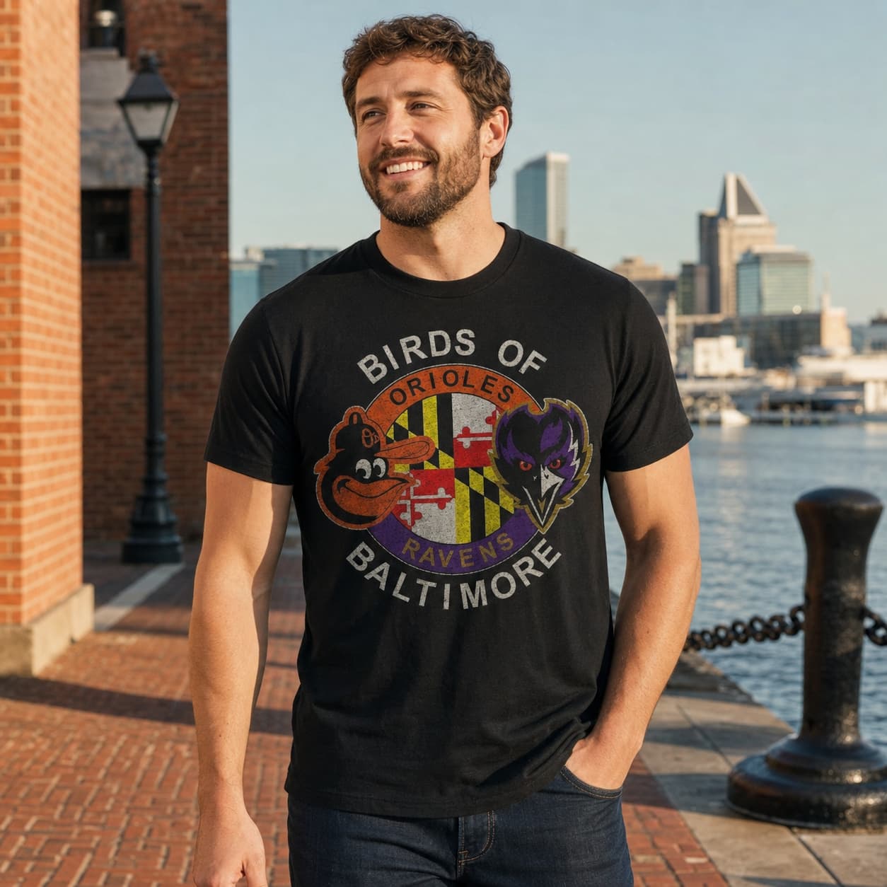 Baltimore Ravens Orioles Retro Birds Football Baseball Artwork Shirt