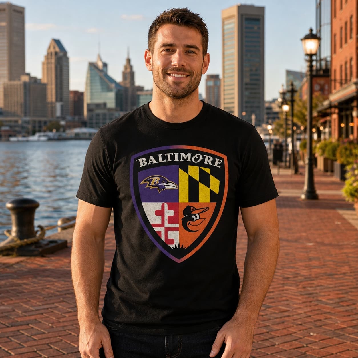 Baltimore Ravens Orioles Retro Football Baseball Mascot Artwork Shirt