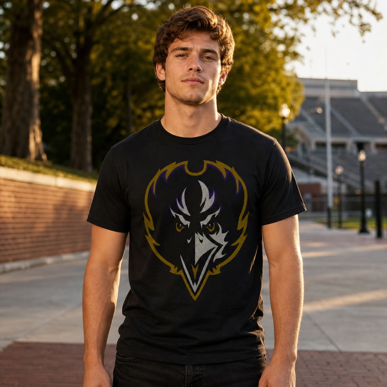 Baltimore Ravens Retro Football 1999 Artwork Heather T-Shirt