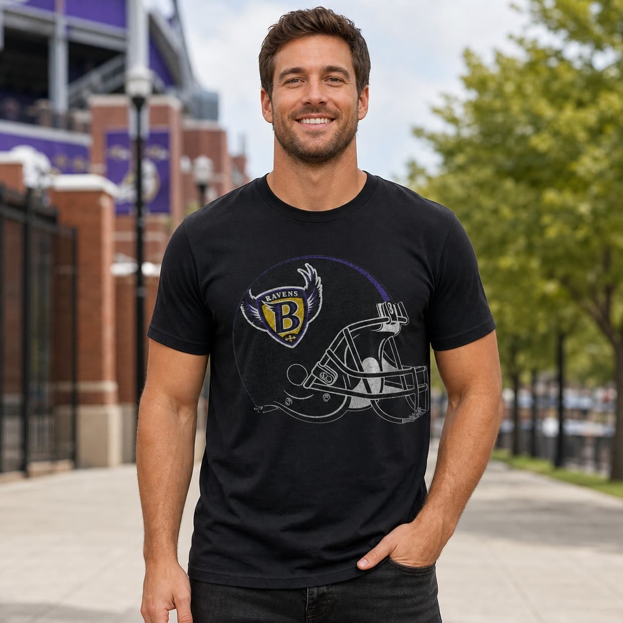 Baltimore Ravens Retro Football Helmet 1996 Artwork Shirt