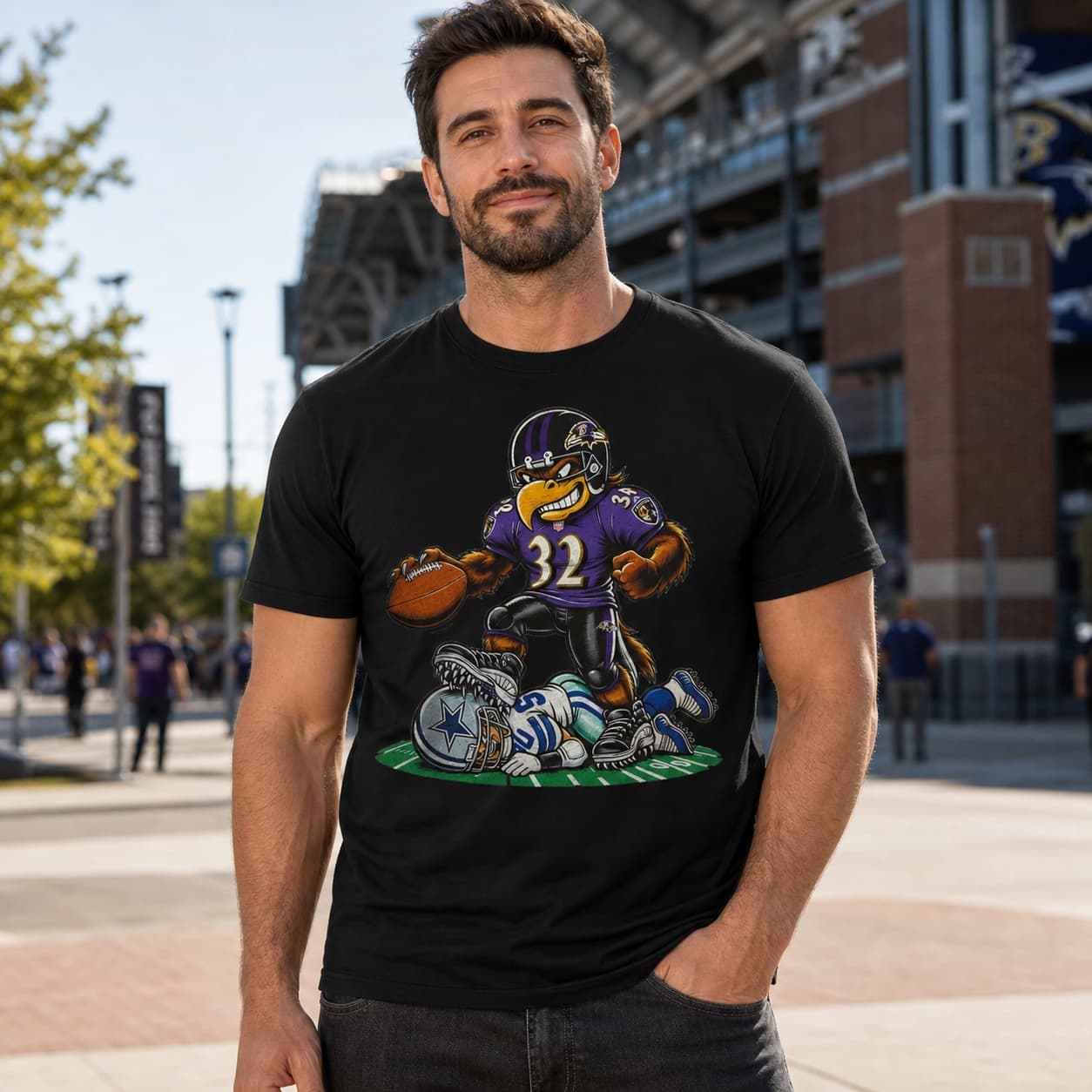 Baltimore Ravens vs. Dallas Cowboys Exclusive Retro Rivalries Football Artwork Shirt