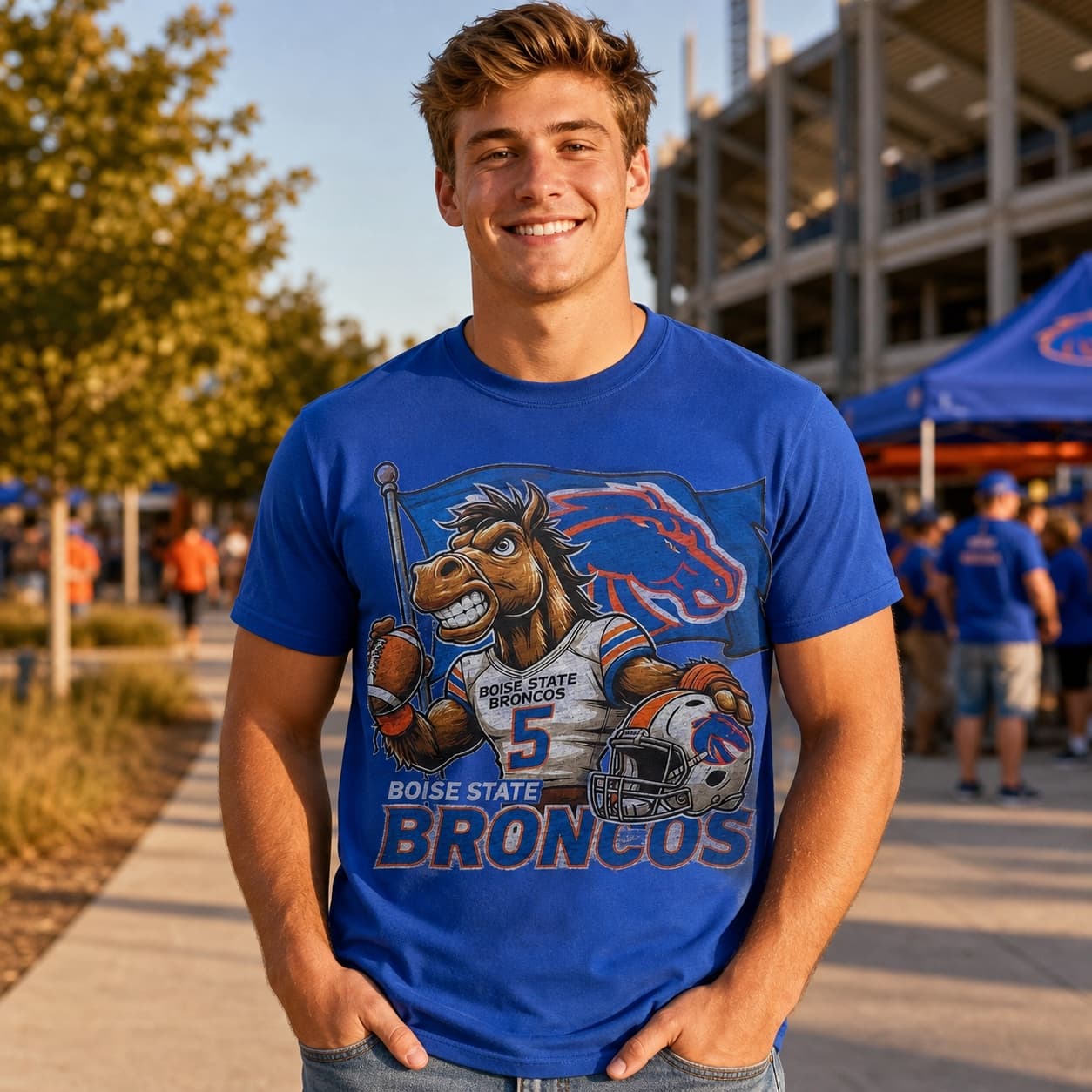 Boise State Broncos Exclusive Retro Football Flag Artwork Shirt