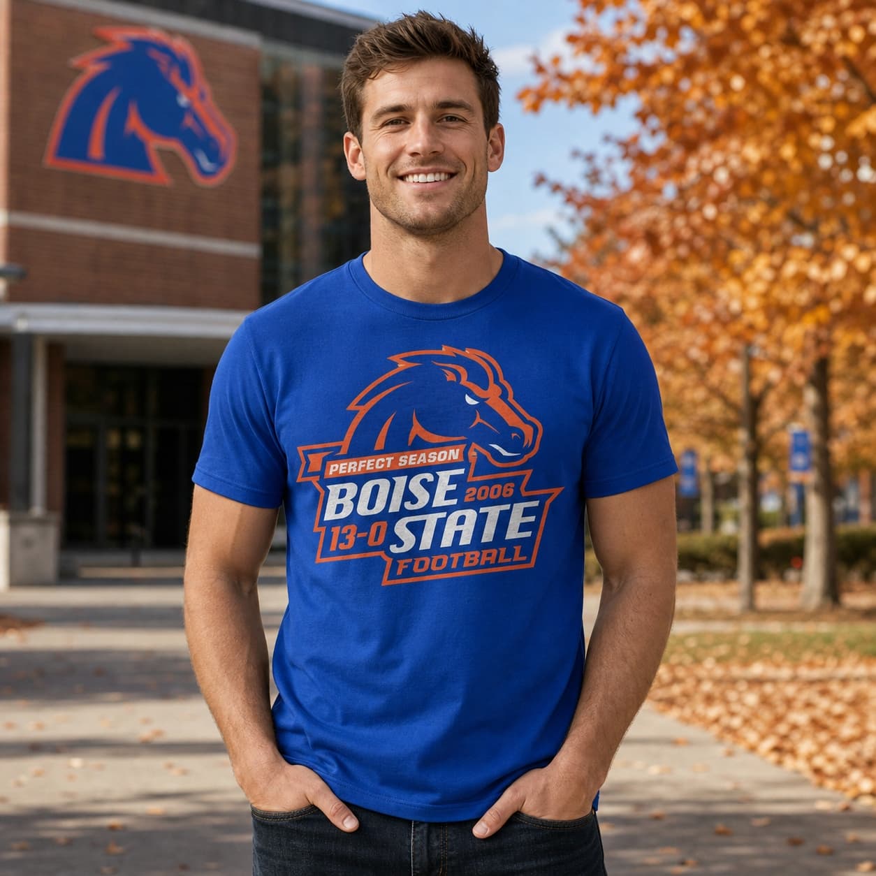 Boise State Broncos Retro Perfect Season Football 2006 Artwork Shirt
