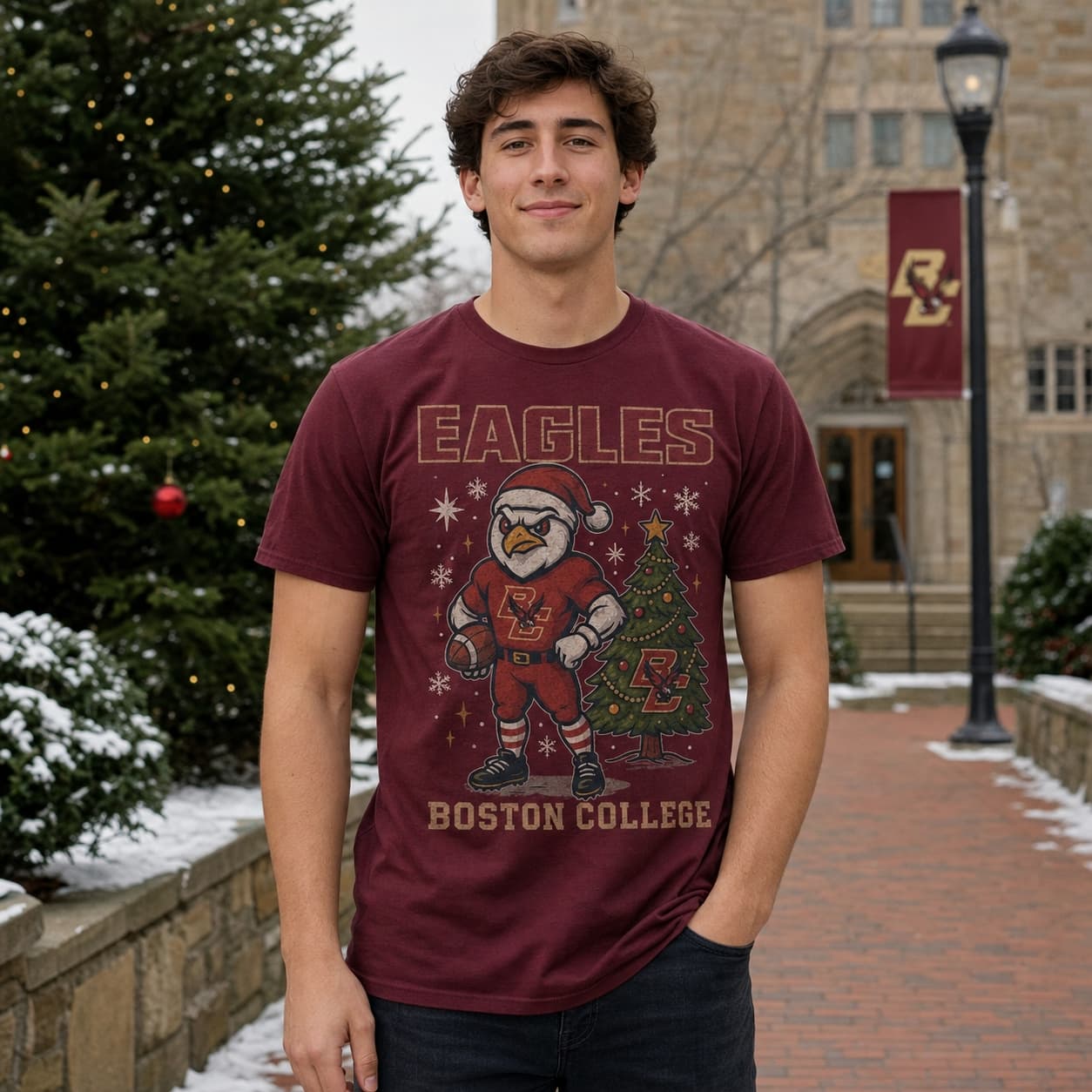 Boston College Eagles BC Holiday Exclusive Retro Football Artwork Shirt