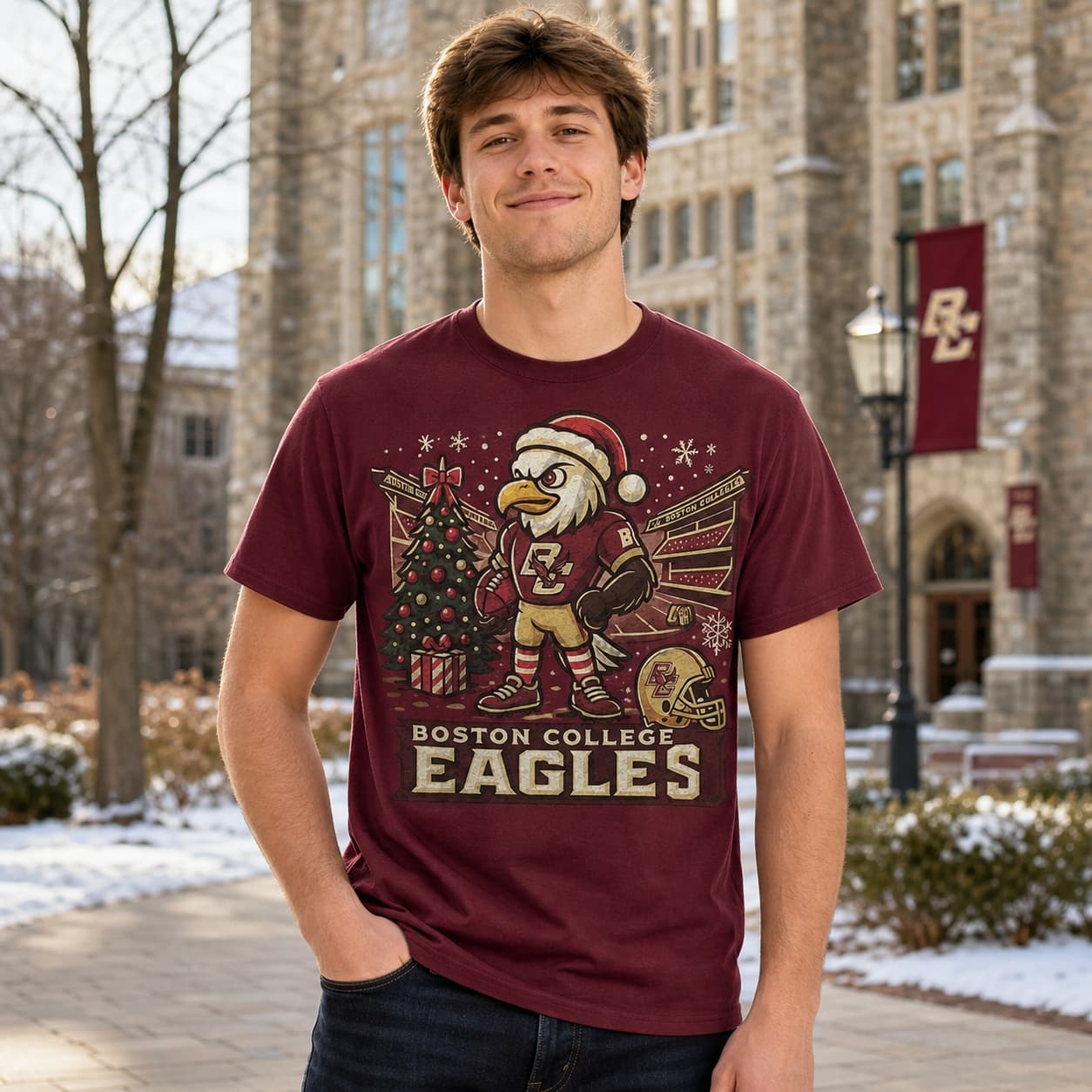 Boston College Eagles Holiday Exclusive Retro Football Artwork Shirt