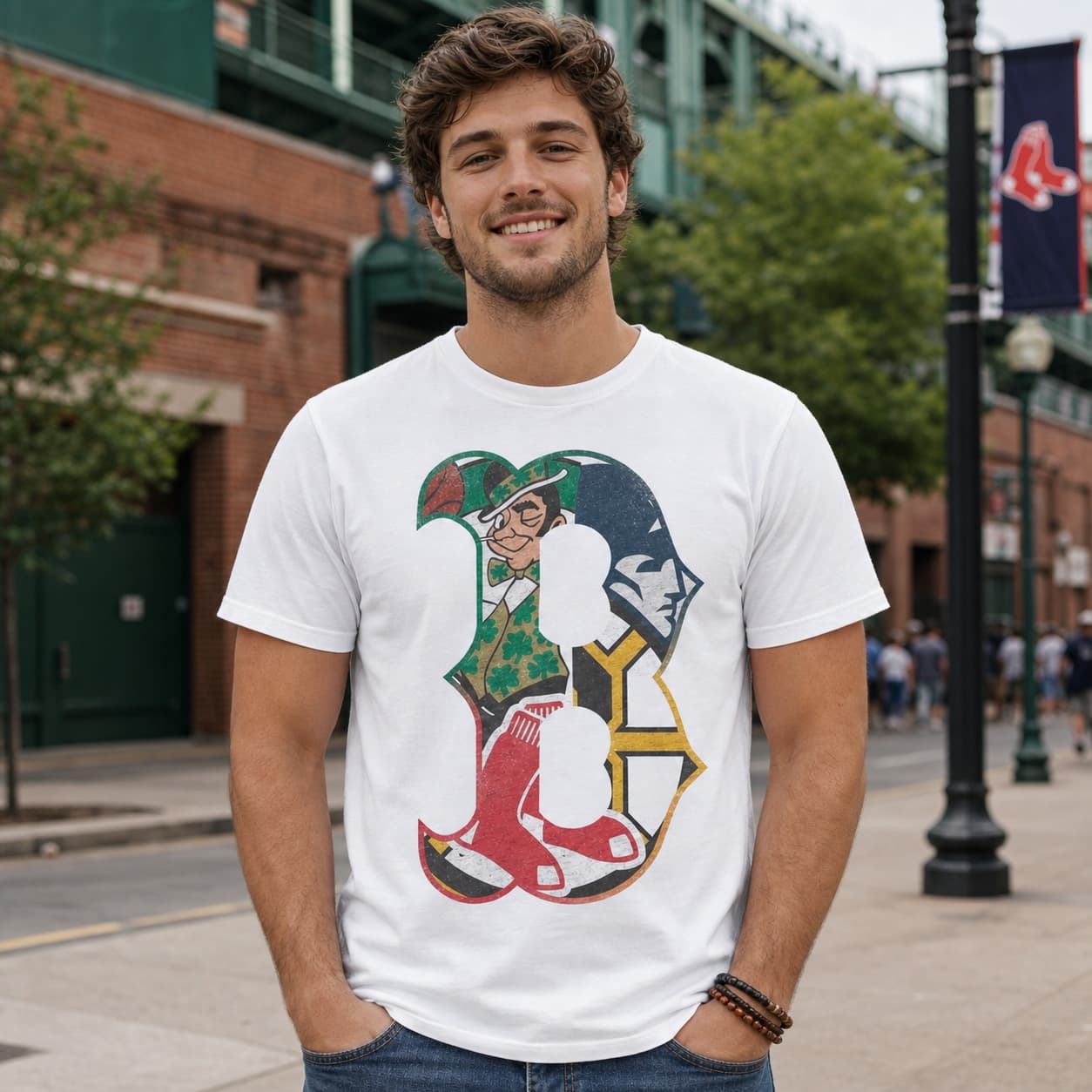 Boston Patriots Celtics Red Sox Bruins Retro Logo Football Baseball Basketball Hockey Artwork Shirt