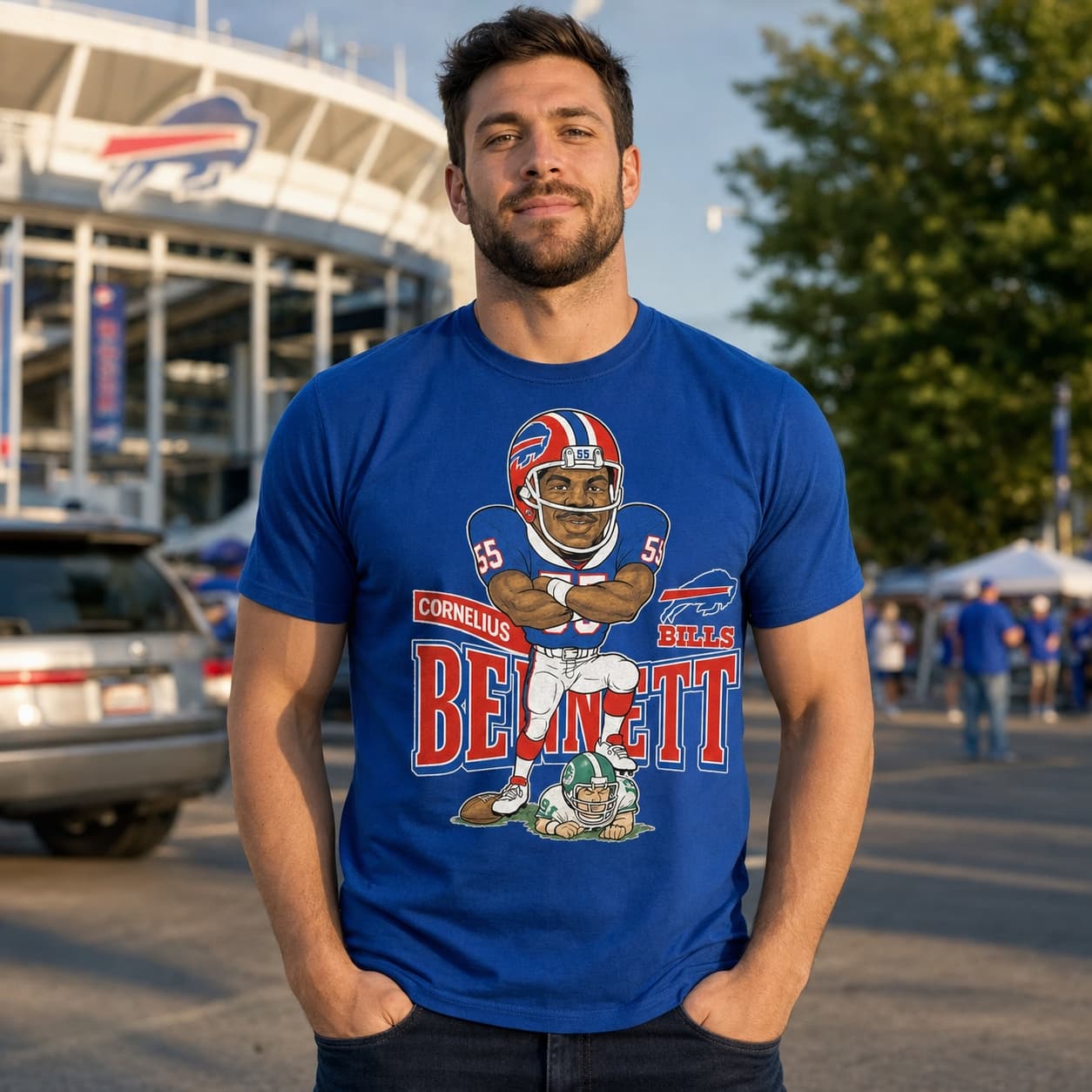 Buffalo Bills Cornelius Bennett Retro Football 1989 Artwork Shirt