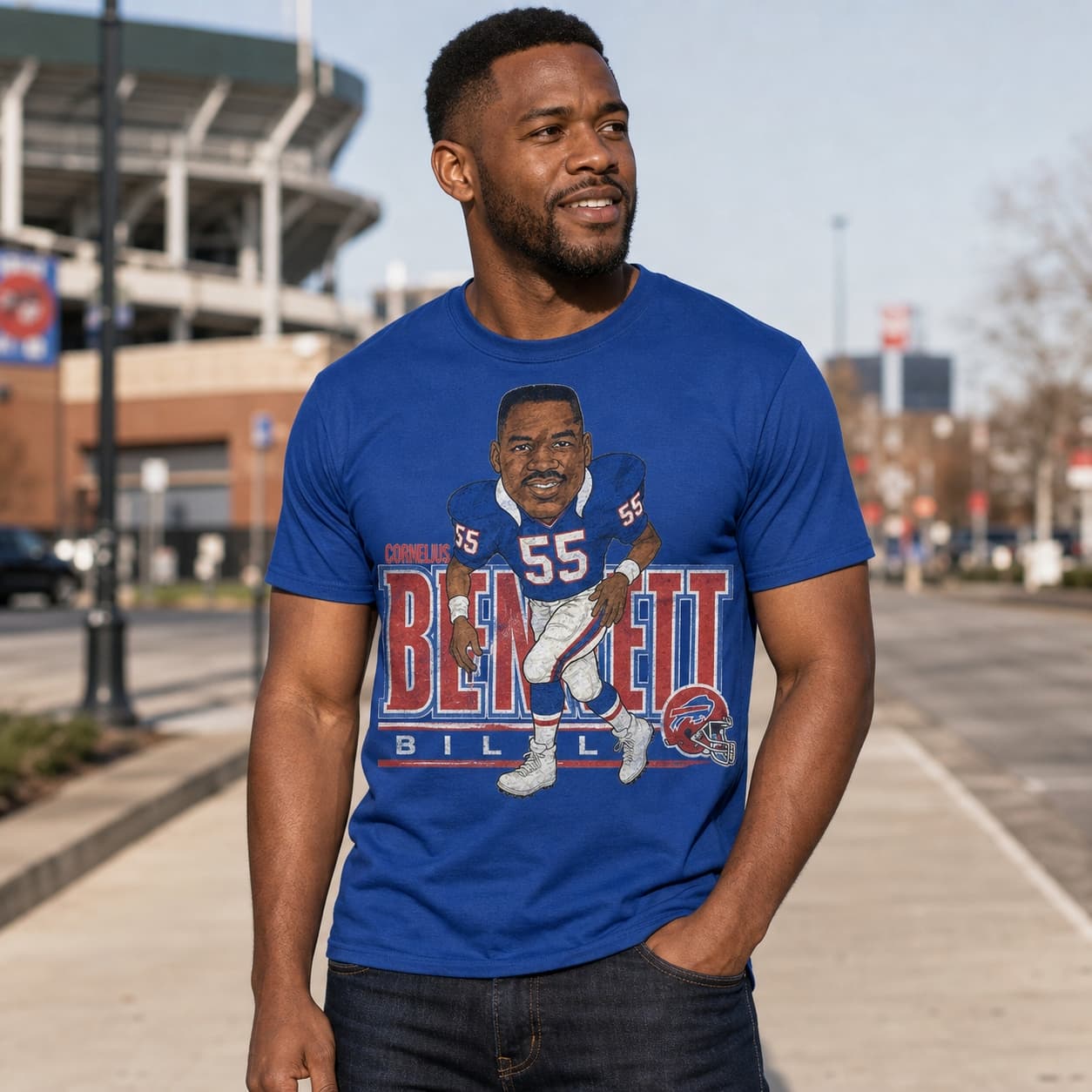 Buffalo Bills Cornelius Bennett Retro Football 1991 Artwork Shirt