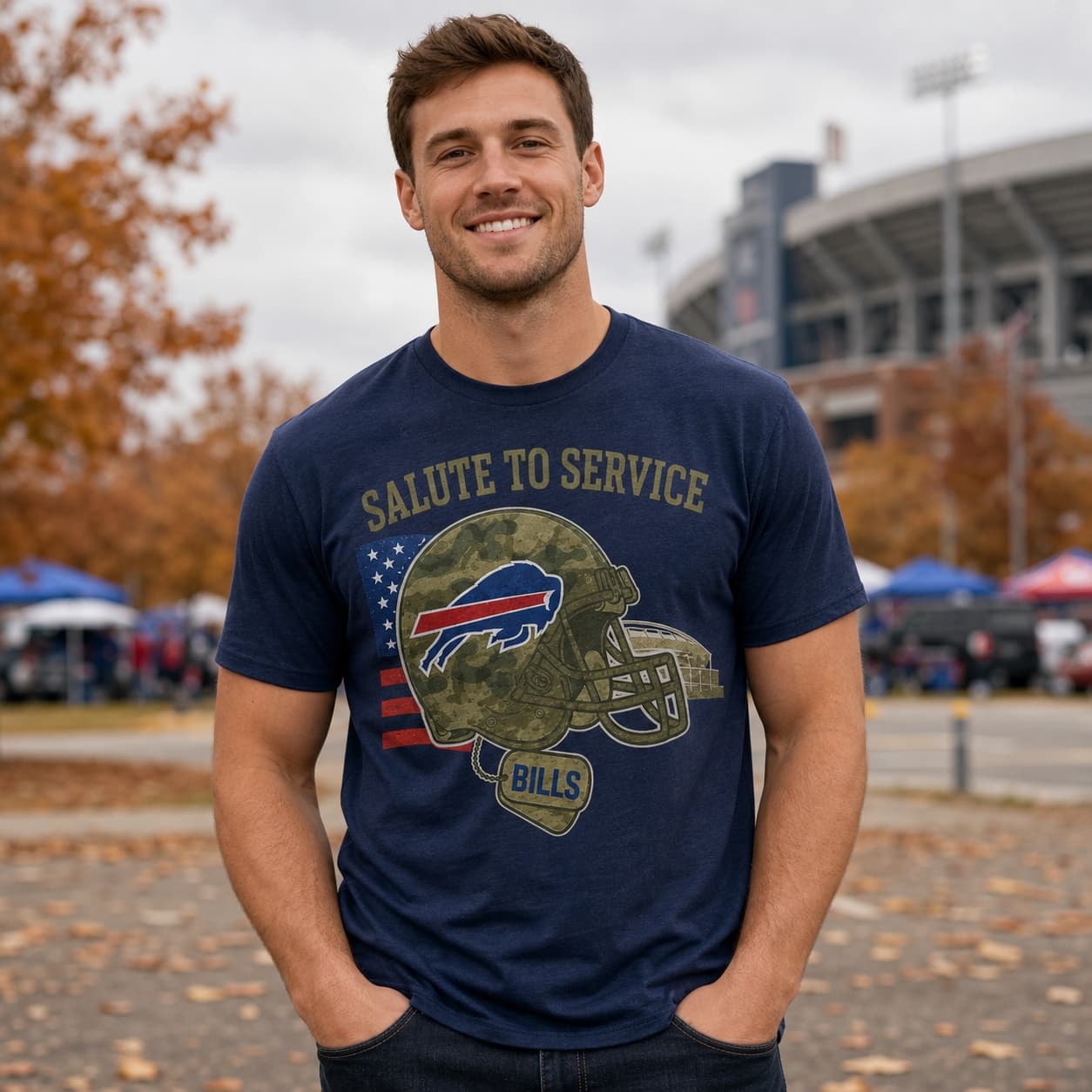 Buffalo Bills Exclusive Retro Football Service Salute Artwork Shirt