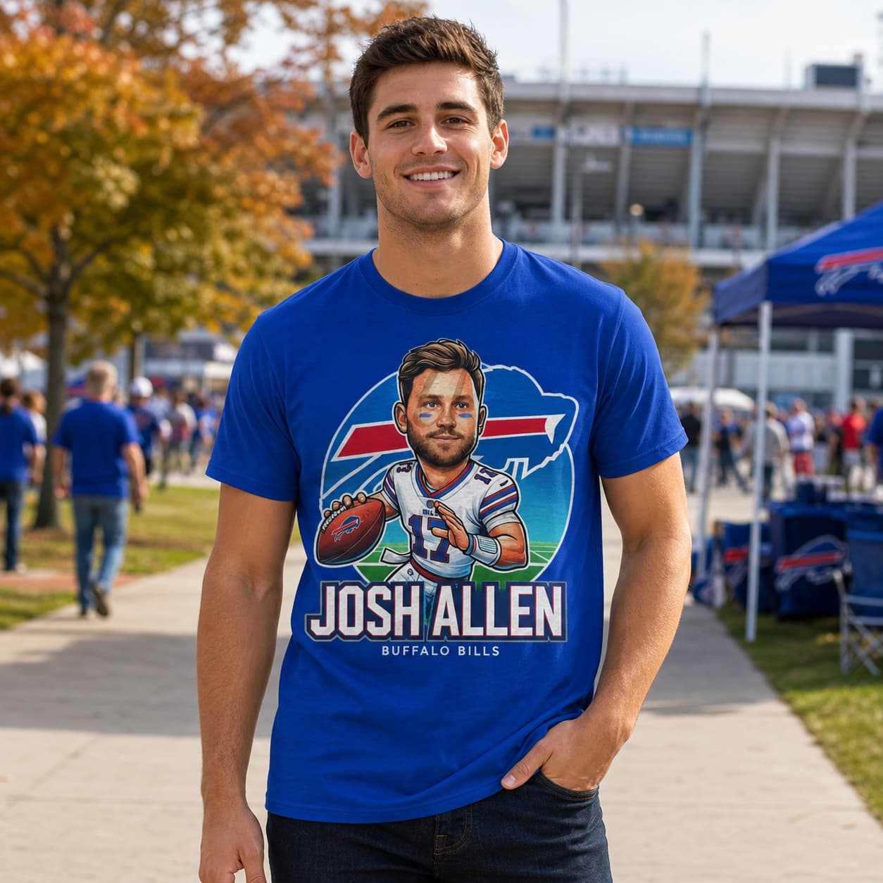 Buffalo Bills Josh Allen Exclusive Retro Football Artwork Shirt