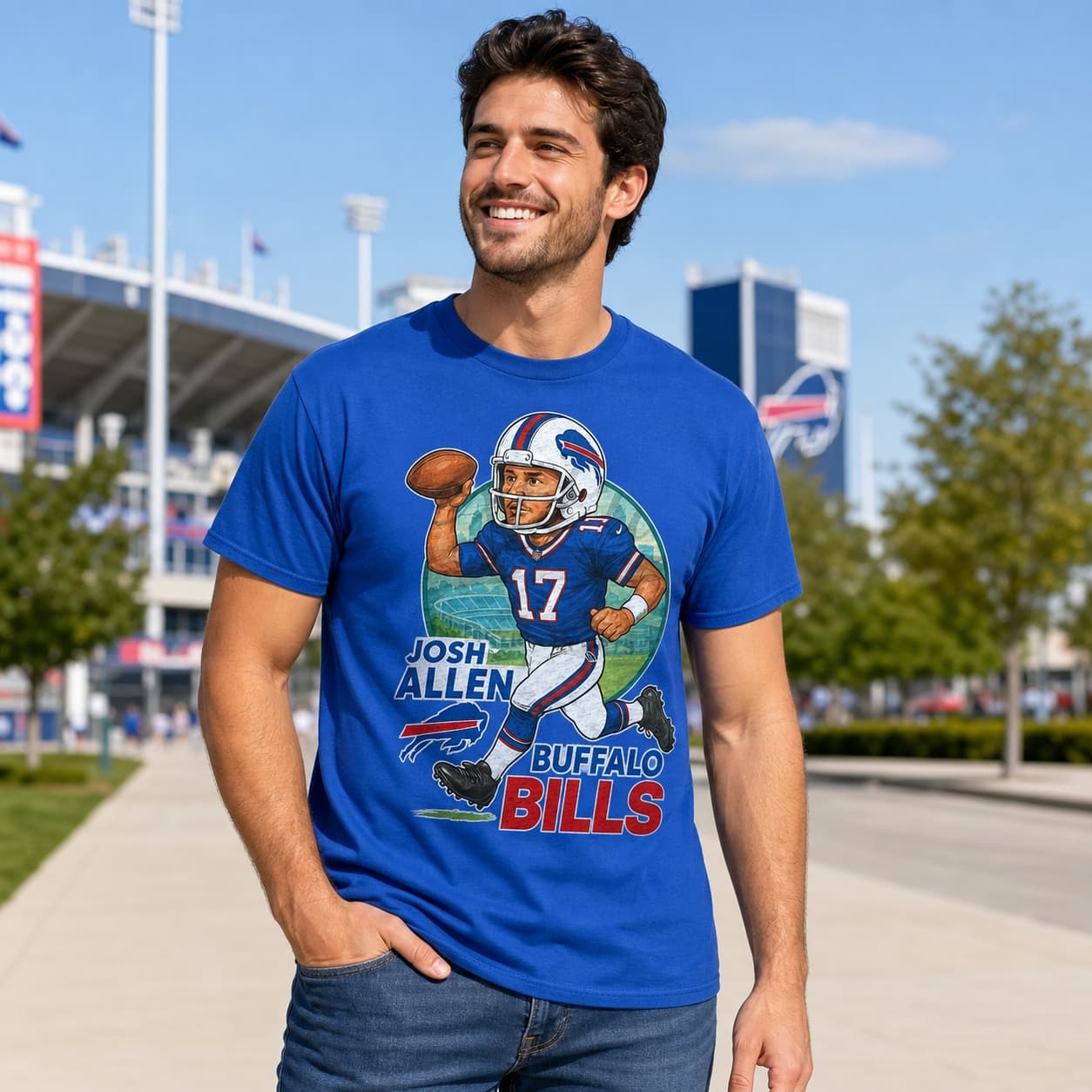 Buffalo Bills Josh Allen Exclusive Retro Football City Artwork Shirt