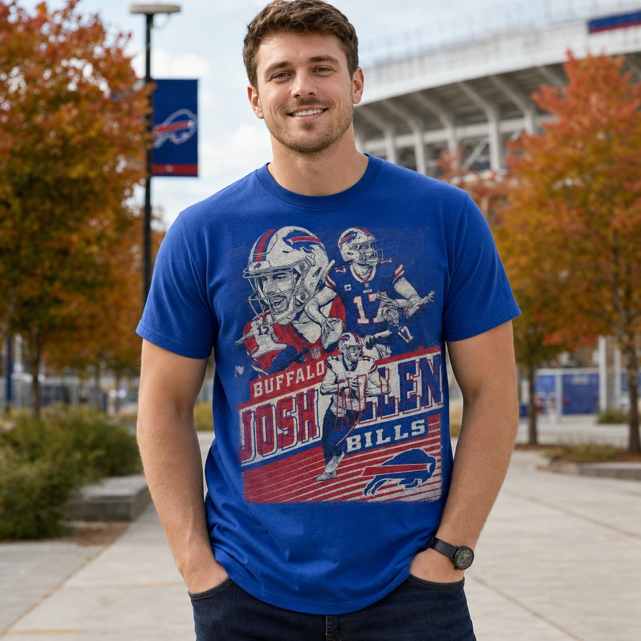 Buffalo Bills Josh Allen QB Exclusive Retro Football Artwork Shirt