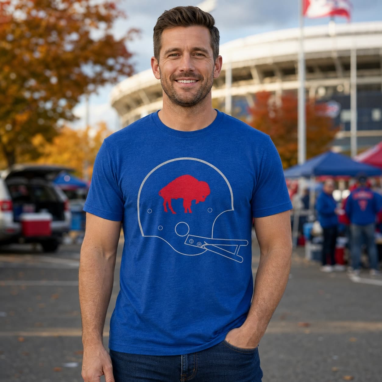Buffalo Bills Retro Football Helmet 1965 Artwork Shirt
