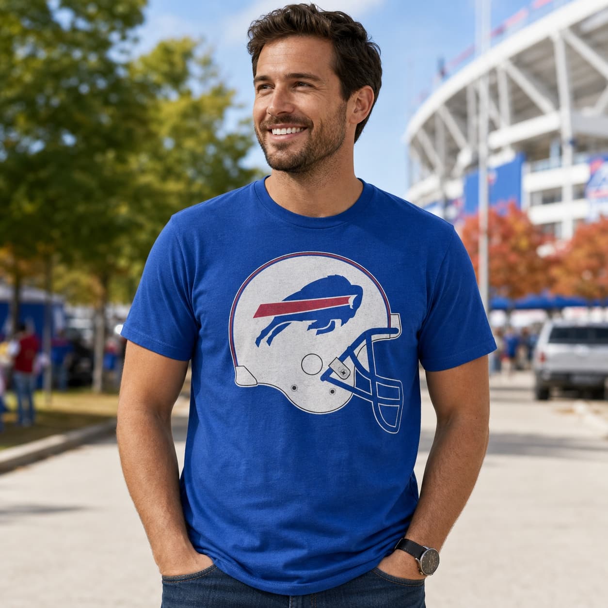Buffalo Bills Retro Football Helmet 1982 Artwork Shirt