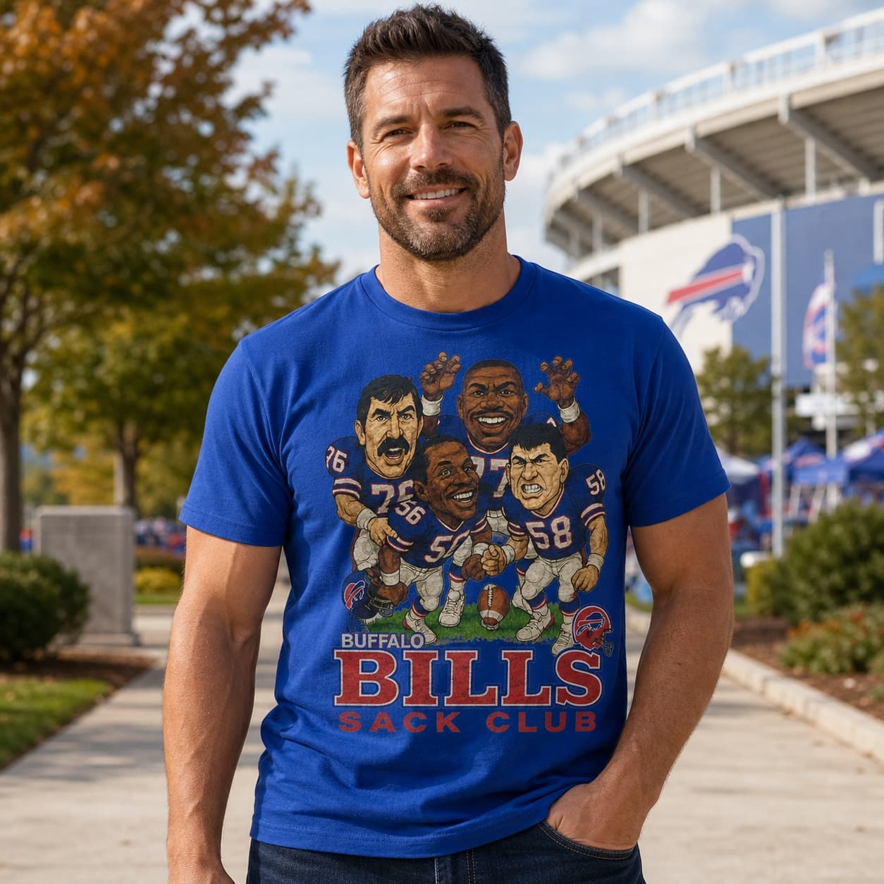 Buffalo Bills Sack Club Retro Bruce Smith Football 1987 Artwork Shirt