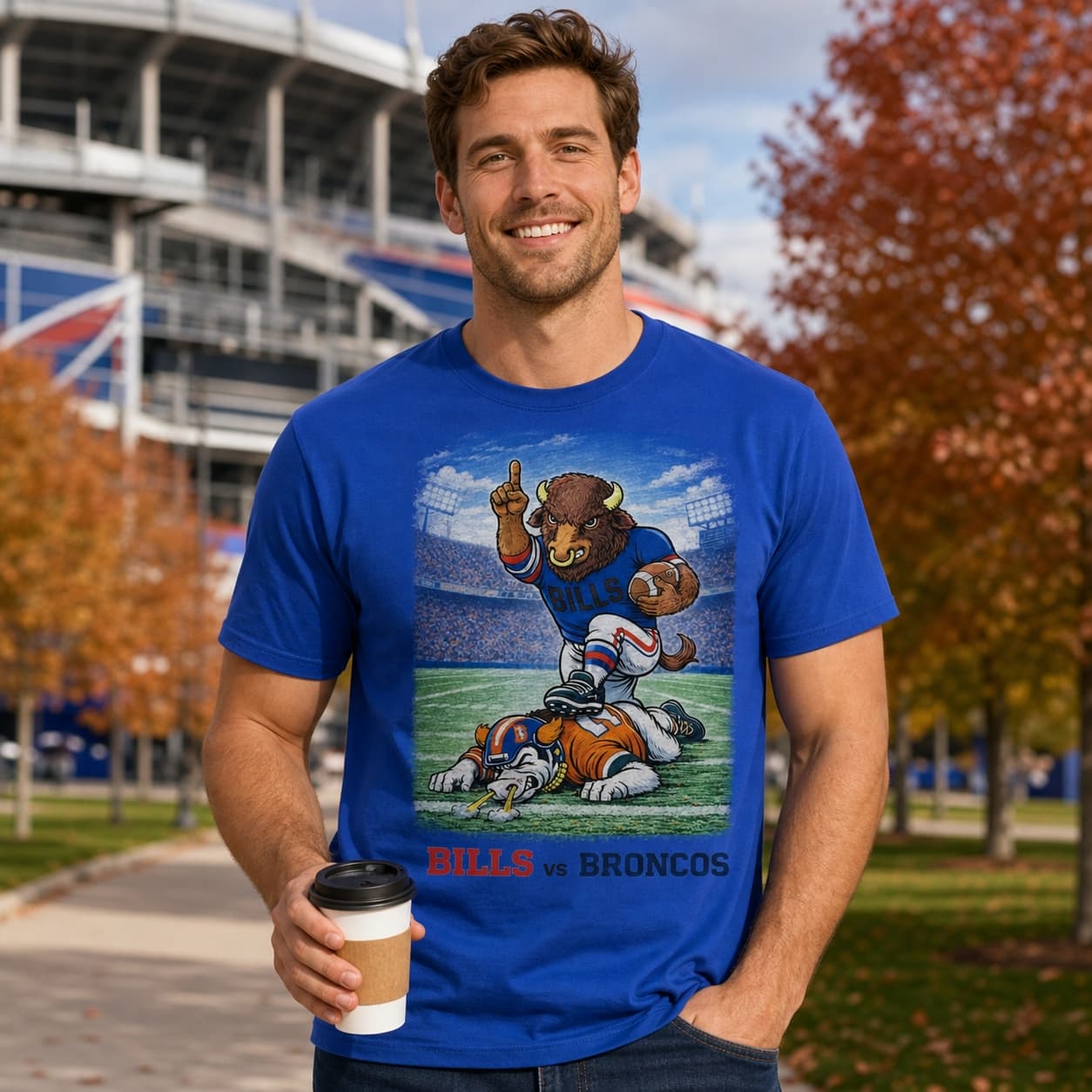 Buffalo Bills vs. Denver Broncos Rivals Football T-Shirt